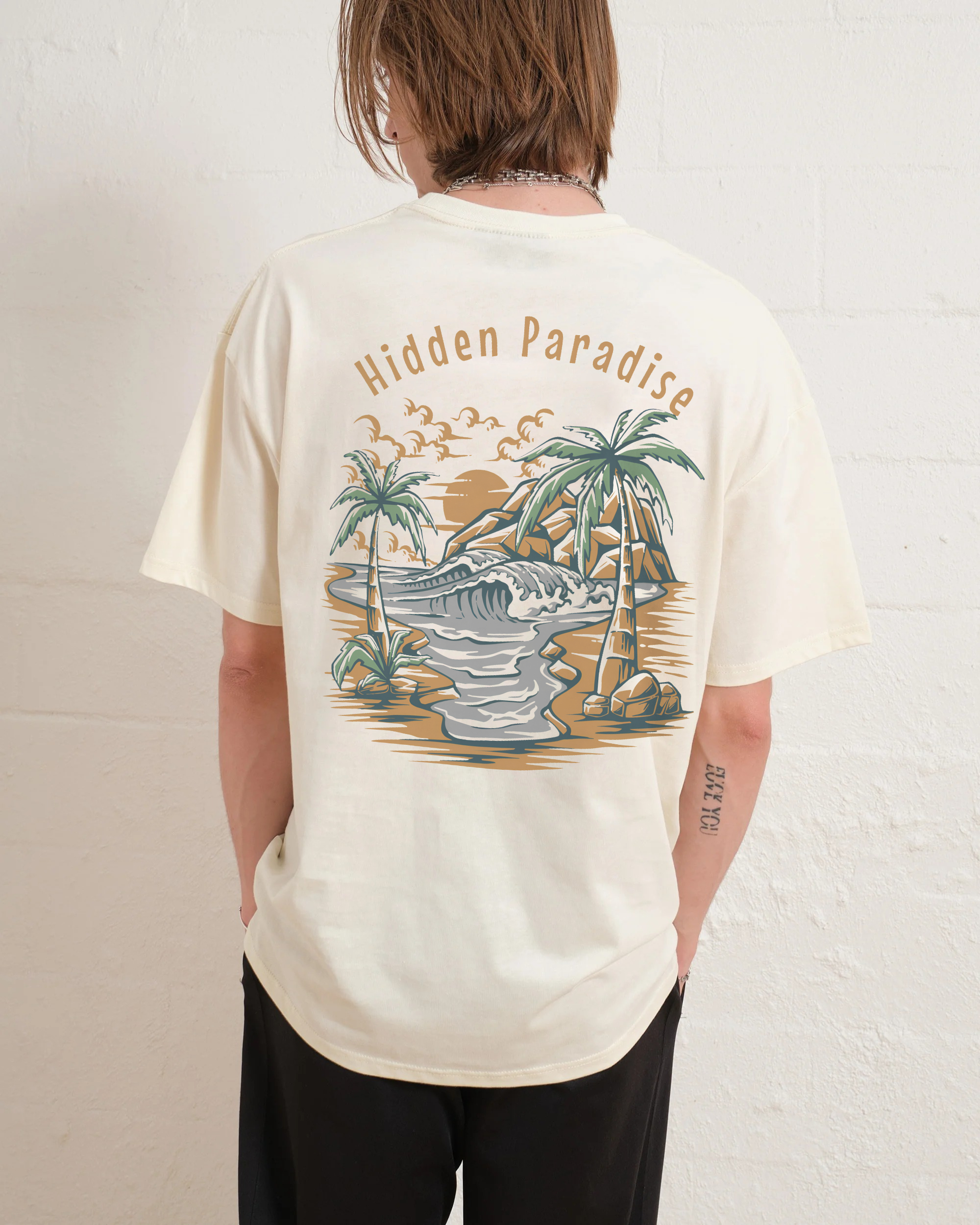 Cotton T-Shirt | Landscape Hidden Paradise Casual Short Sleeve TEE | TIDESENCE