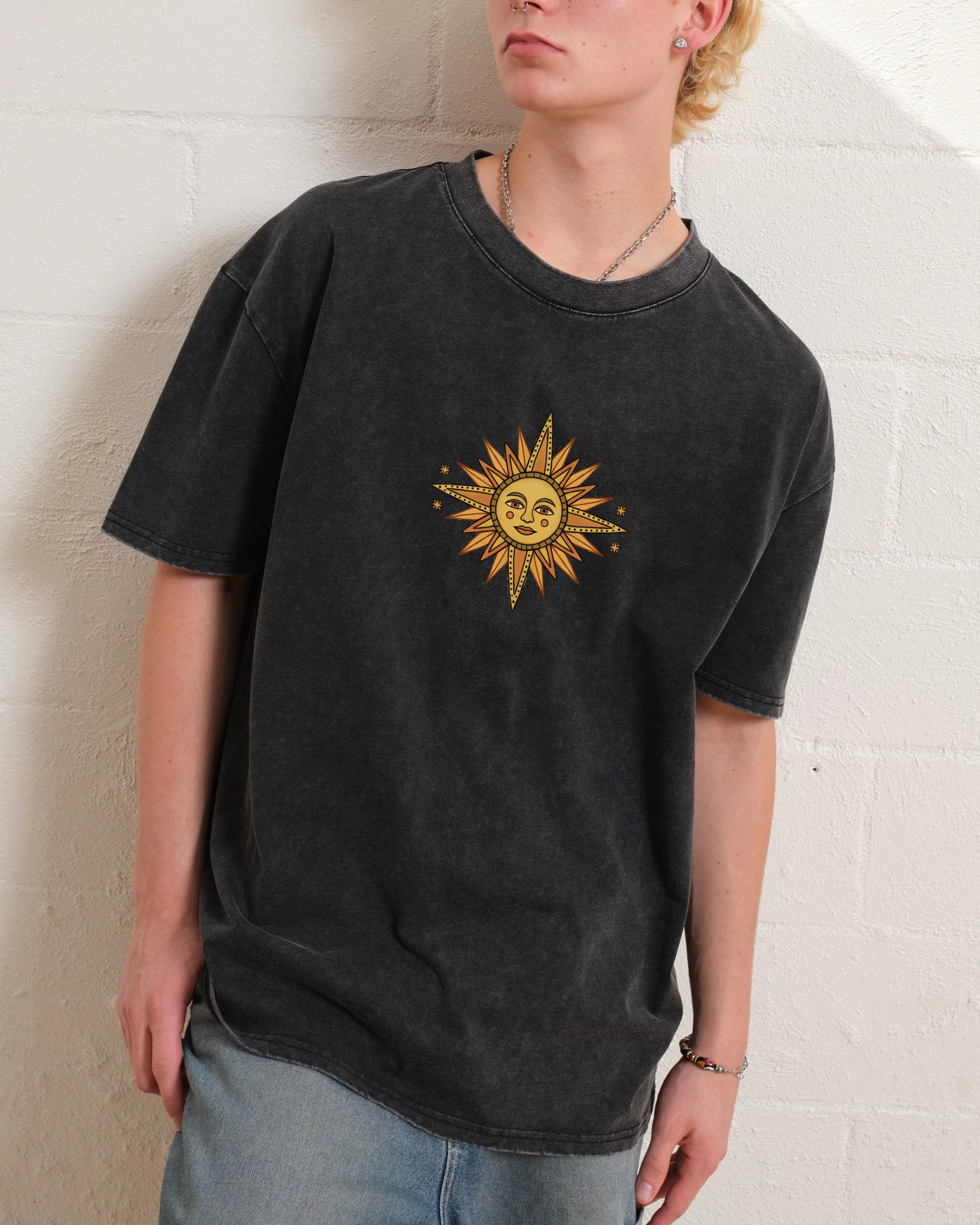 Washed T-Shirt | Hippie Sun Casual Short Sleeve | TIDESENCE