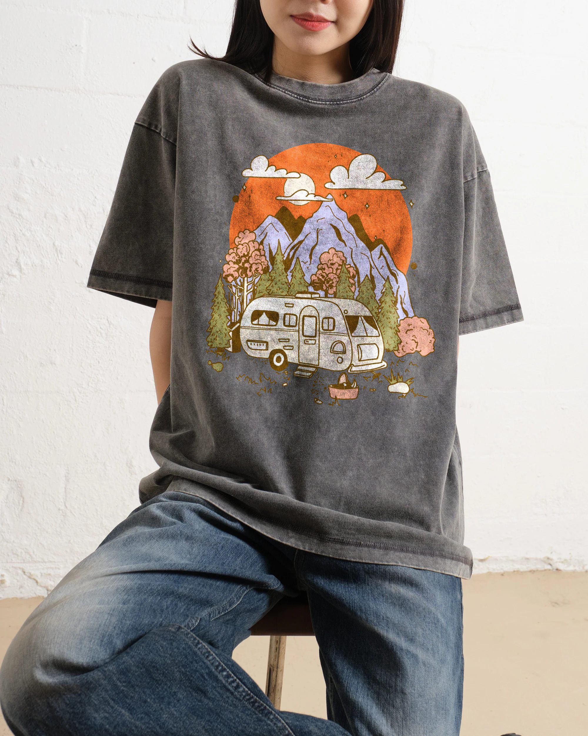 Washed T-Shirt | Landscape RV Journey Unisex Fit | TIDESENCE