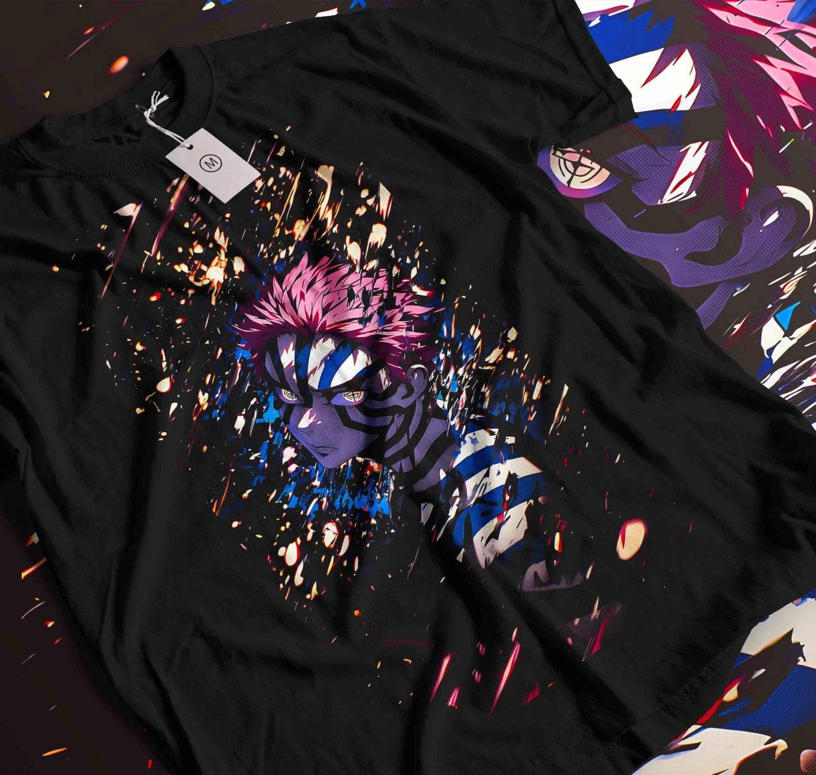 Akaza Kimetsu no Yaiba T-Shirt Demon Slayer Tanjiro Unisex Black Tshirt Best 612