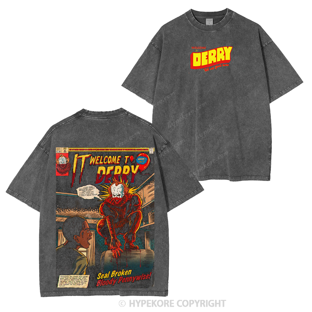 It Welcome To Derry The Curse Begins Pennywise Awakes Unisex Washed T-shirt