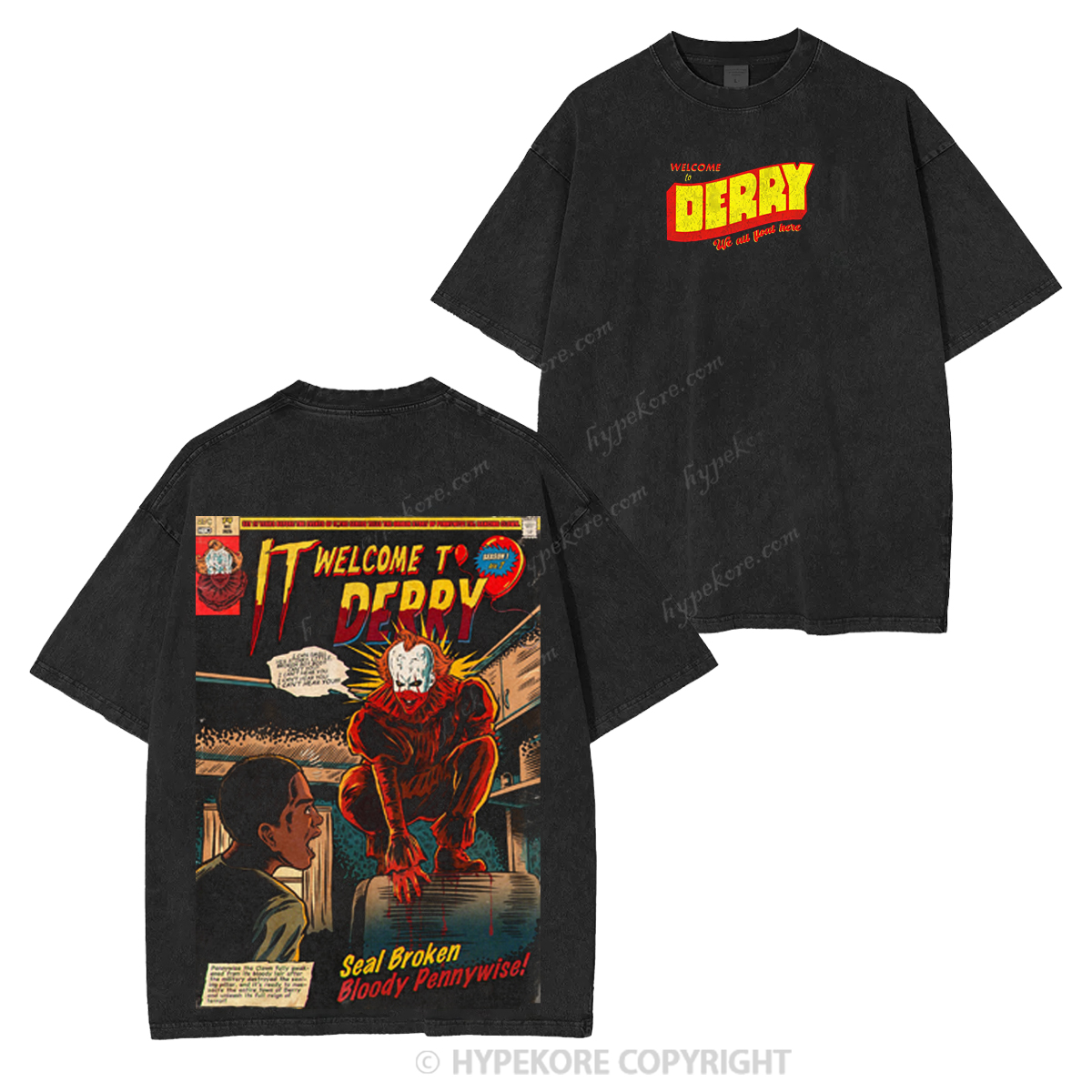 It Welcome To Derry The Curse Begins Pennywise Awakes Unisex Washed T-shirt