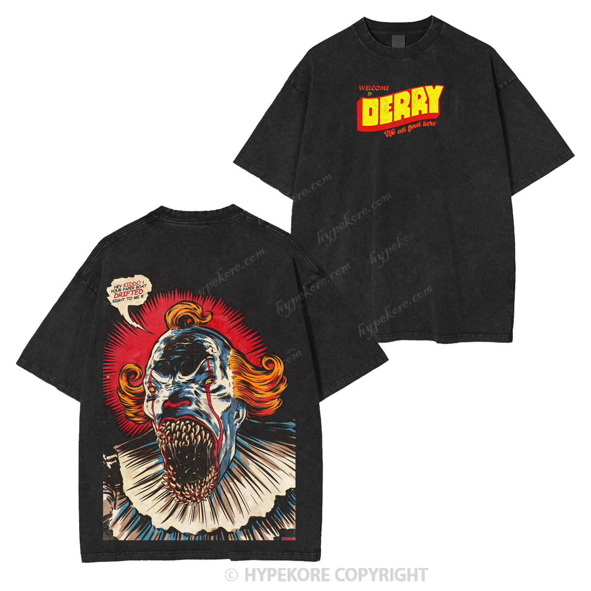 It Welcome To Derry The Curse Begins Pennywise Awakes Unisex Washed T-shirt