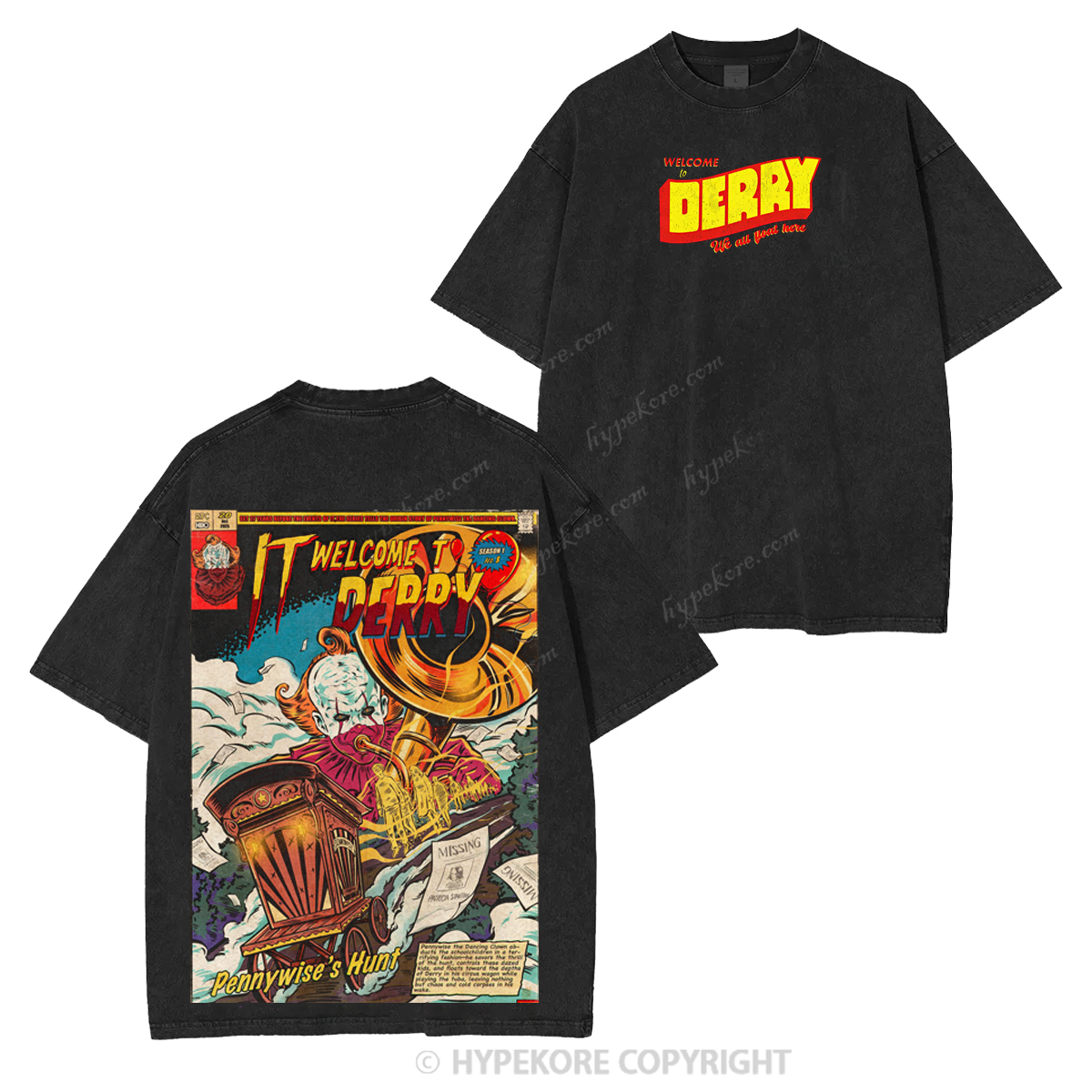 It Welcome To Derry The Curse Begins Pennywise Awakes Unisex Washed T-shirt