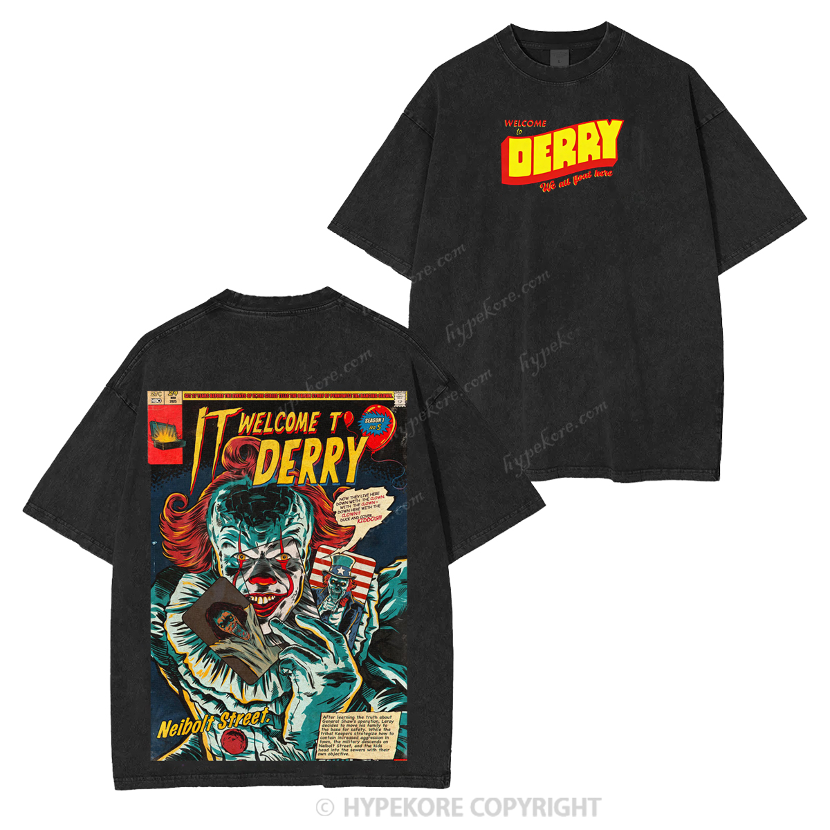 It Welcome To Derry The Curse Begins Pennywise Awakes Unisex Washed T-shirt