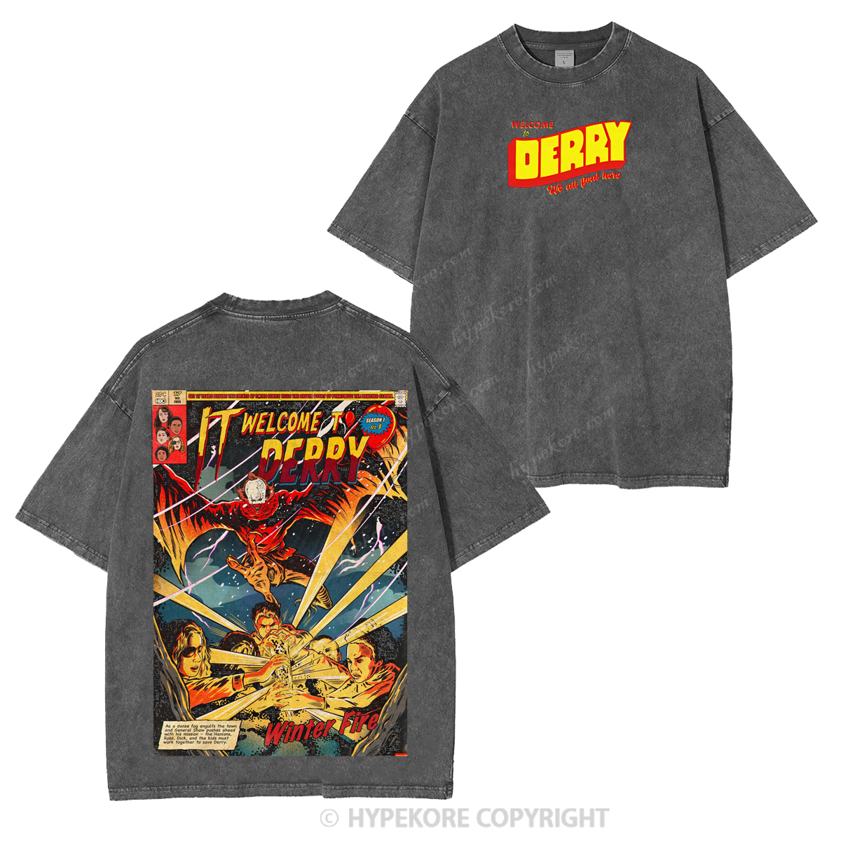 It Welcome To Derry The Curse Begins Pennywise Awakes Unisex Washed T-shirt