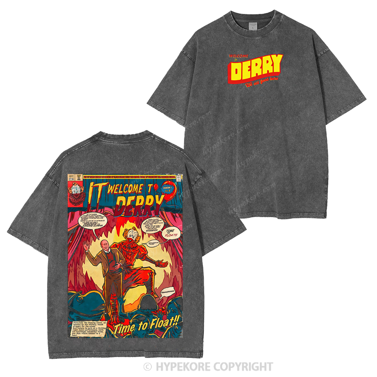 It Welcome To Derry The Curse Begins Pennywise Awakes Unisex Washed T-shirt/Crewneck/Hoodie