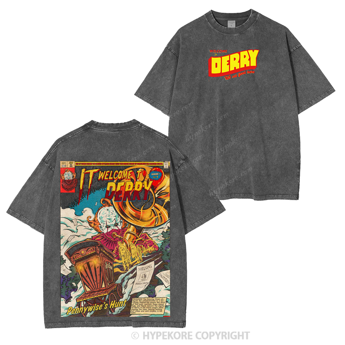 It Welcome To Derry The Curse Begins Pennywise Awakes Unisex Washed T-shirt