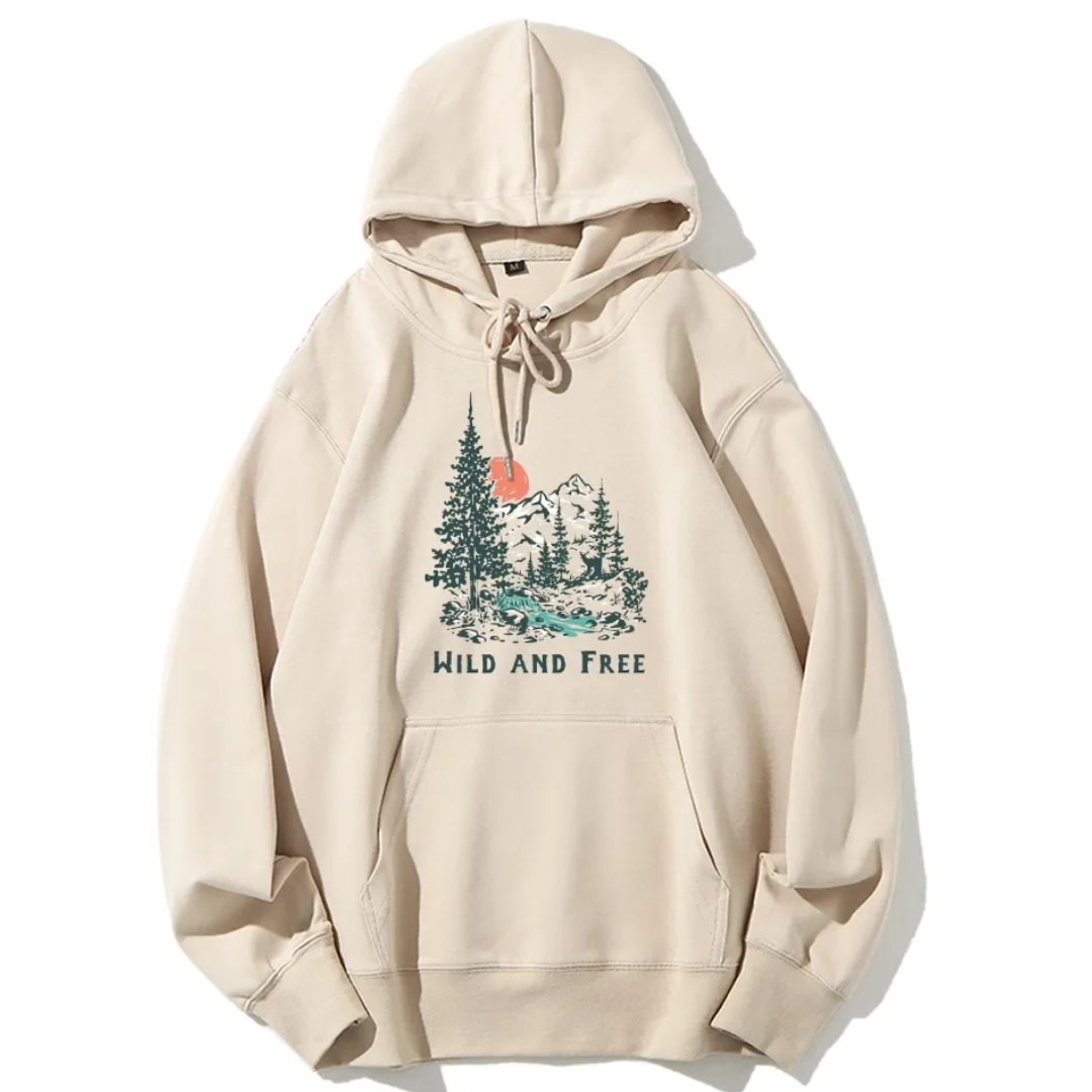 Hoodie | Forest Wild And Free Unisex Fit Casual Oversize | TIDESENCE
