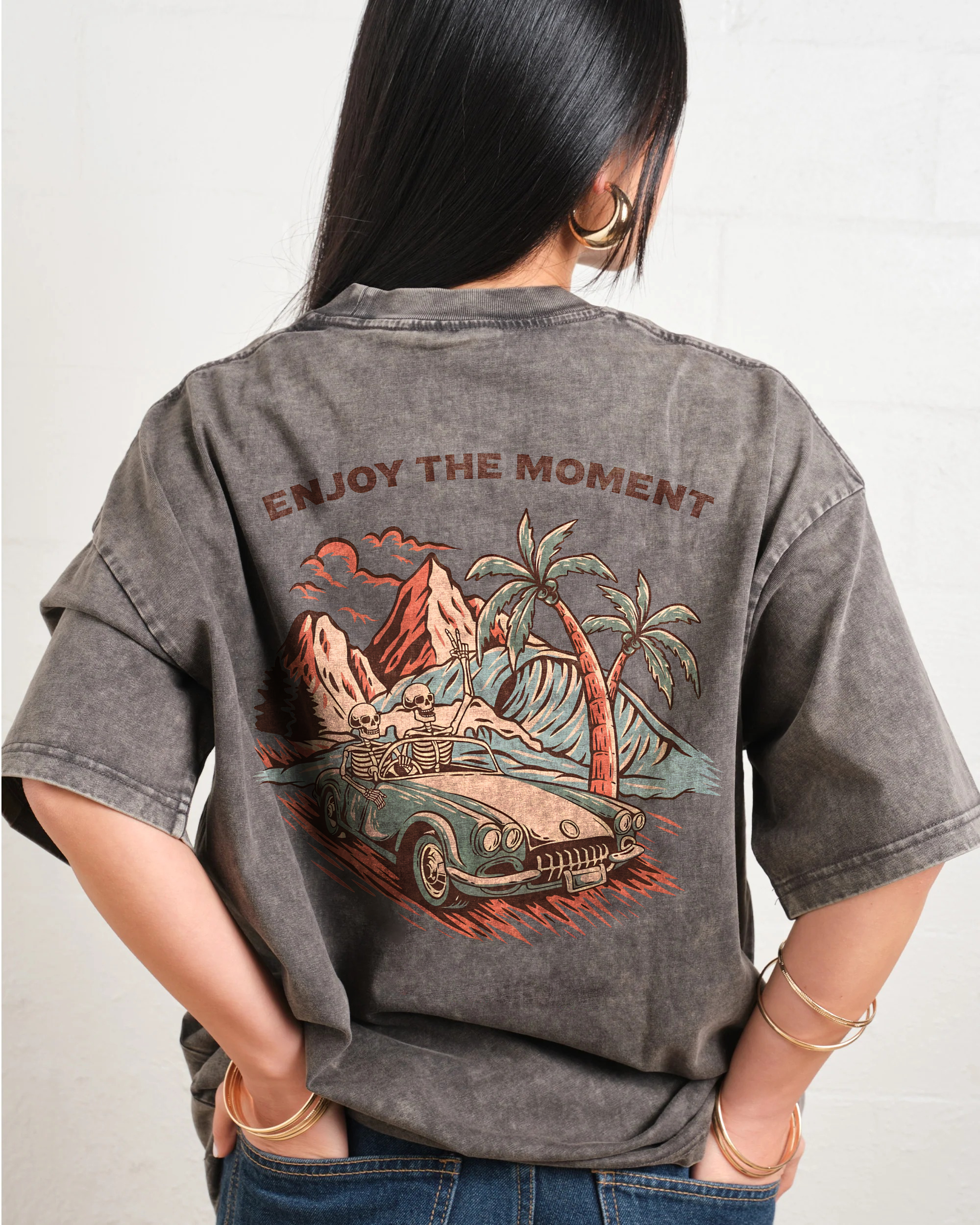 Washed T-Shirt | Adventure Journey Unisex Enjoy The Moment | TIDESENCE