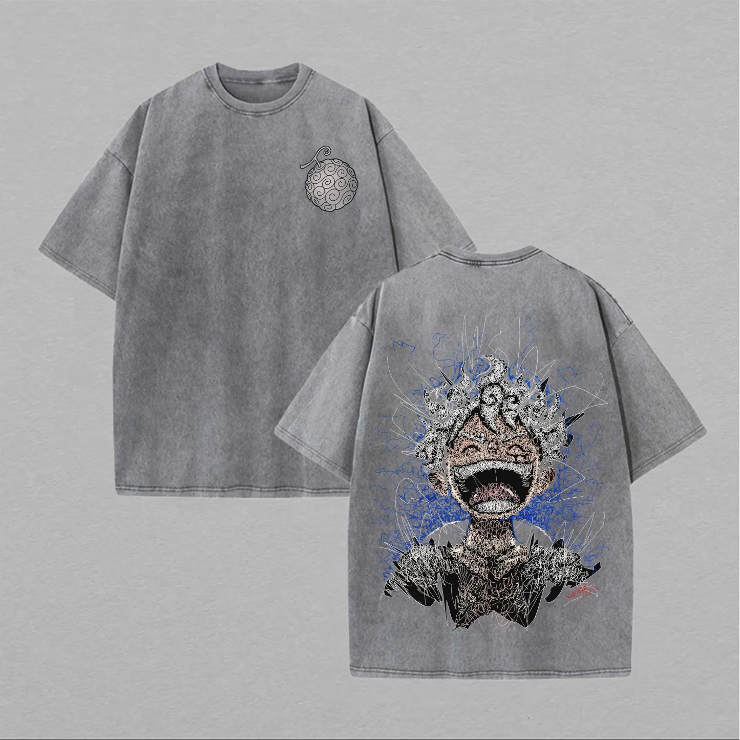 One Piece Monkey D. Luffy Printed Unisex Washed T-Shirt/Hoodie