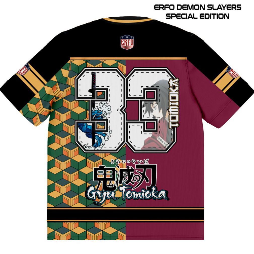 Anime Demon Slayer Jersey Oversize Giyu Tomioka No 33 Kimetsu No Yaiba Kaos 