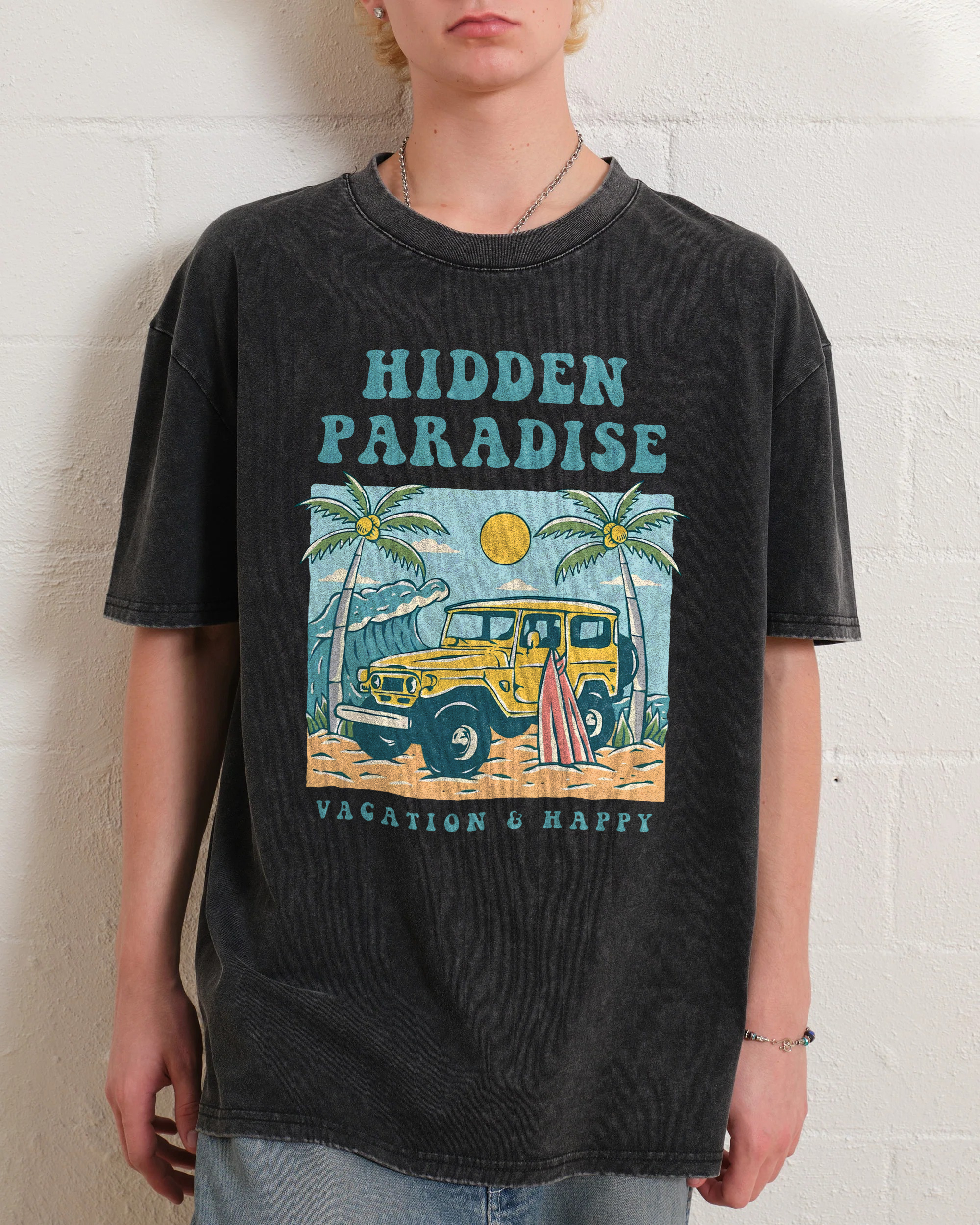 Washed T-Shirt | Surf Journey Unisex Fit Hidden Paradise | TIDESENCE