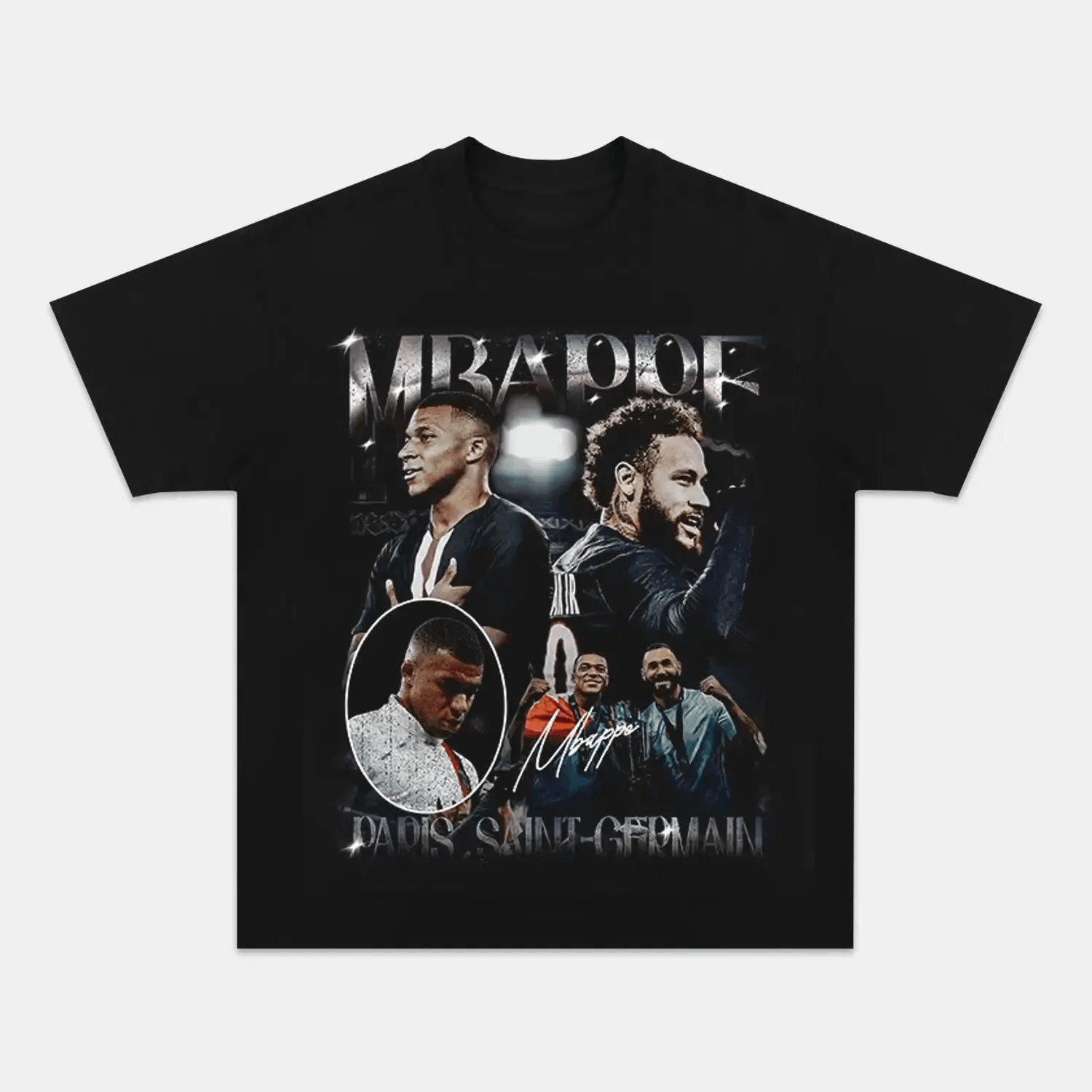 Unisex-Adult Ultra Cotton Washed T-Shirt Graphic  KYLIAN MBAPPÉ & NEYMAR JR  TEE 