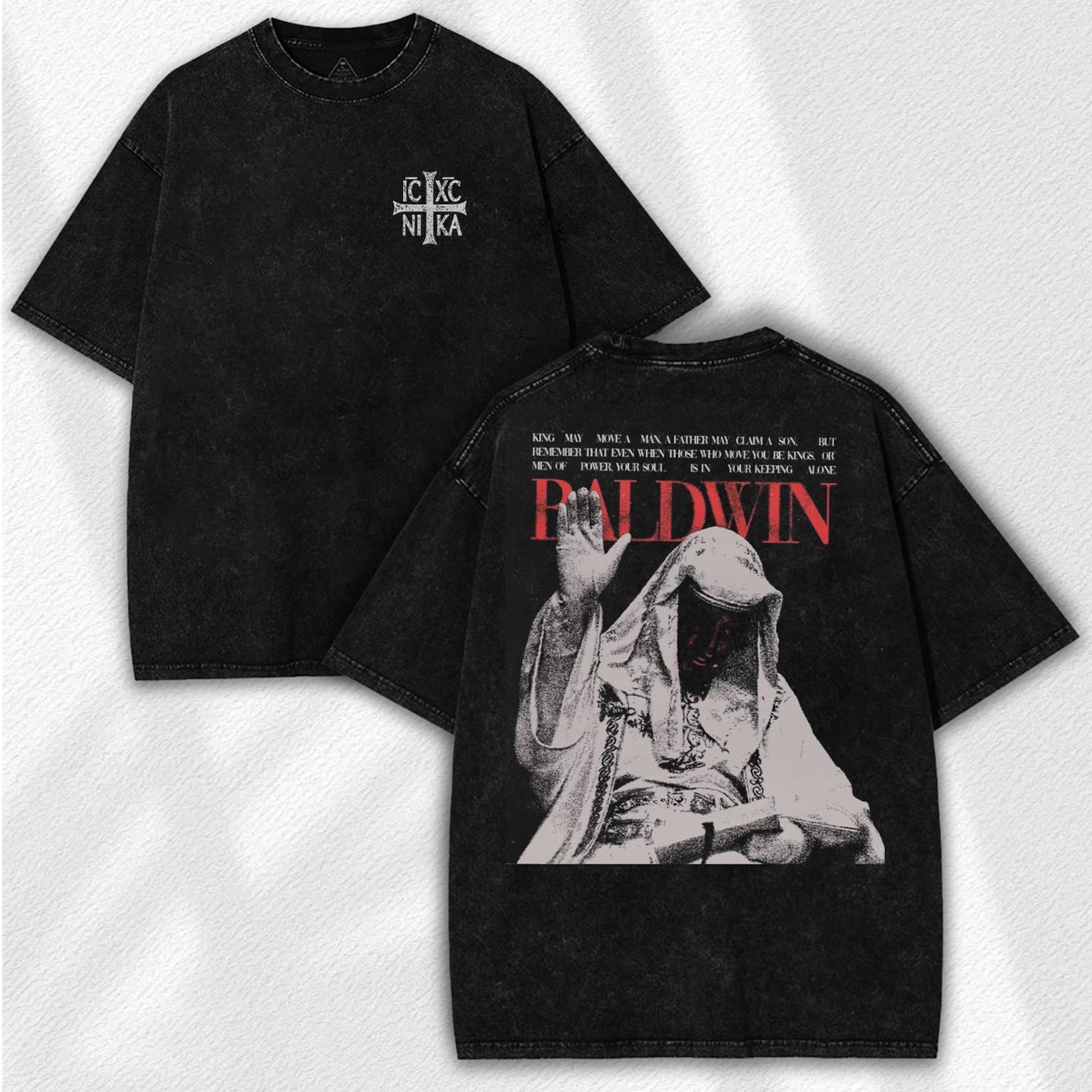 Baldwin IV The Leper King Washed Tee – Cross Faithcore Vintage Oversized Shirt