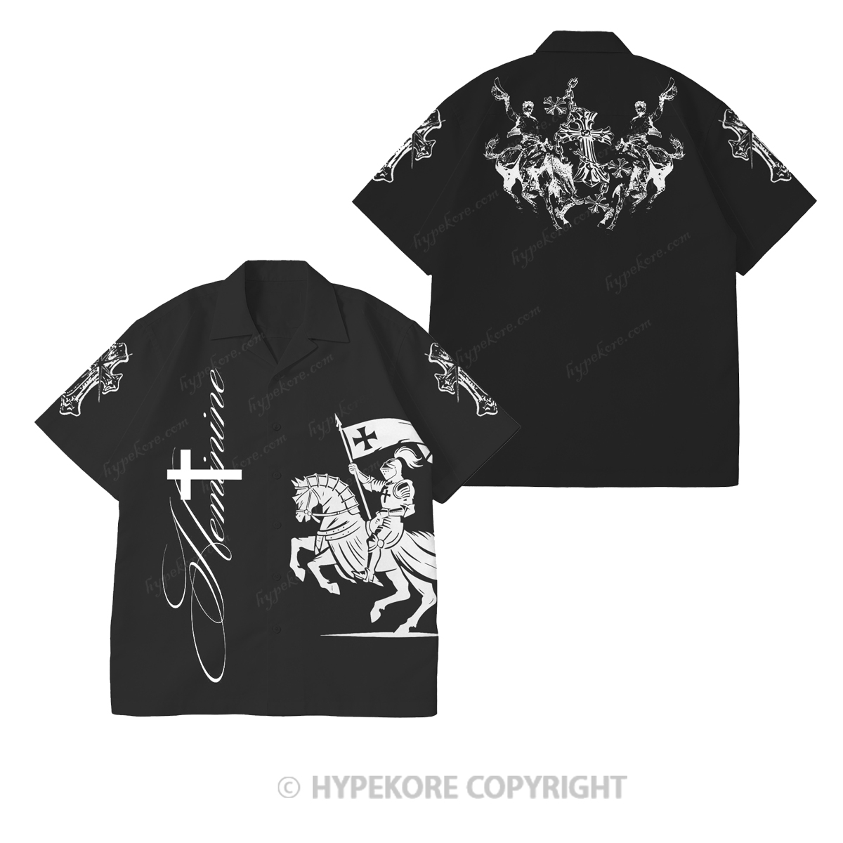 Crusader Knight Cuban collar short-sleeved shirt