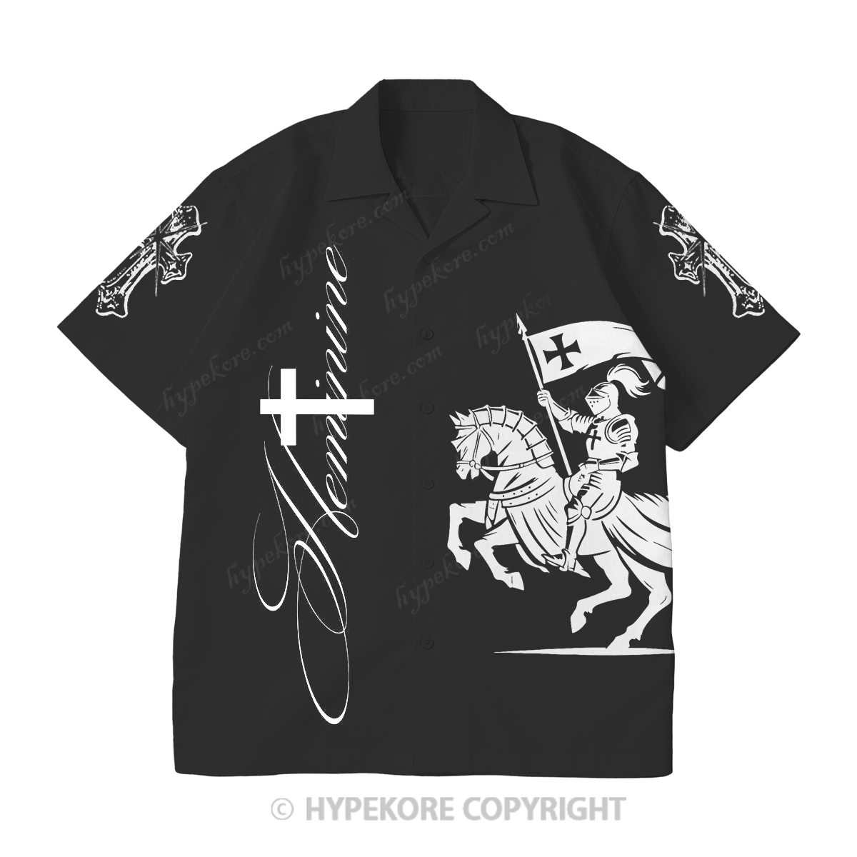 Crusader Knight Cuban collar short-sleeved shirt