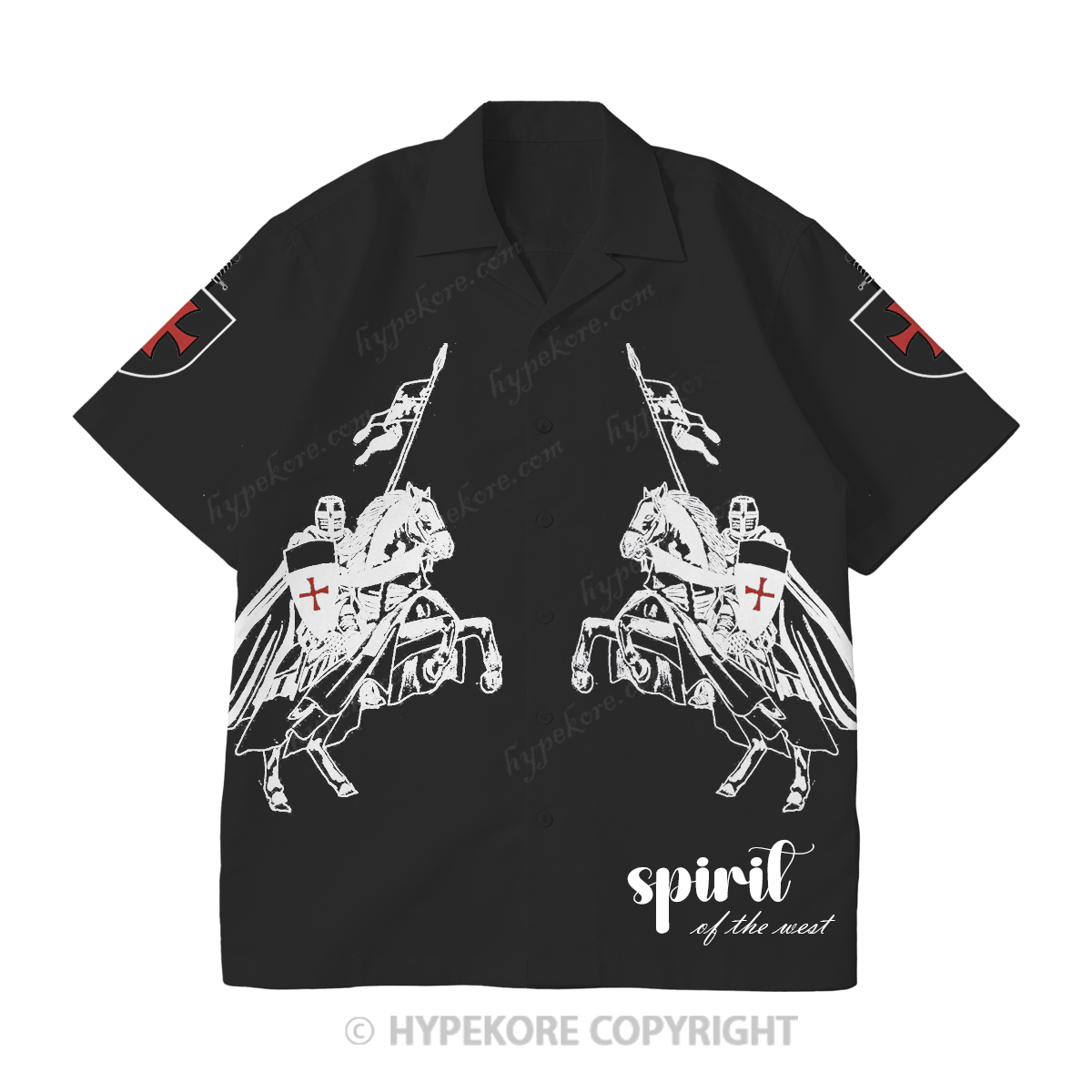 Crusader Knight Cuban collar short-sleeved shirt