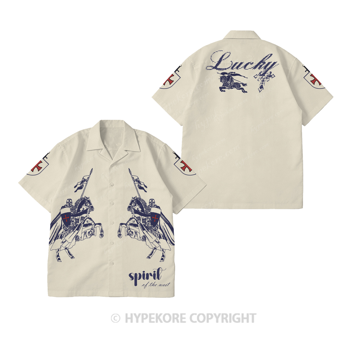 Crusader Knight Cuban collar short-sleeved shirt