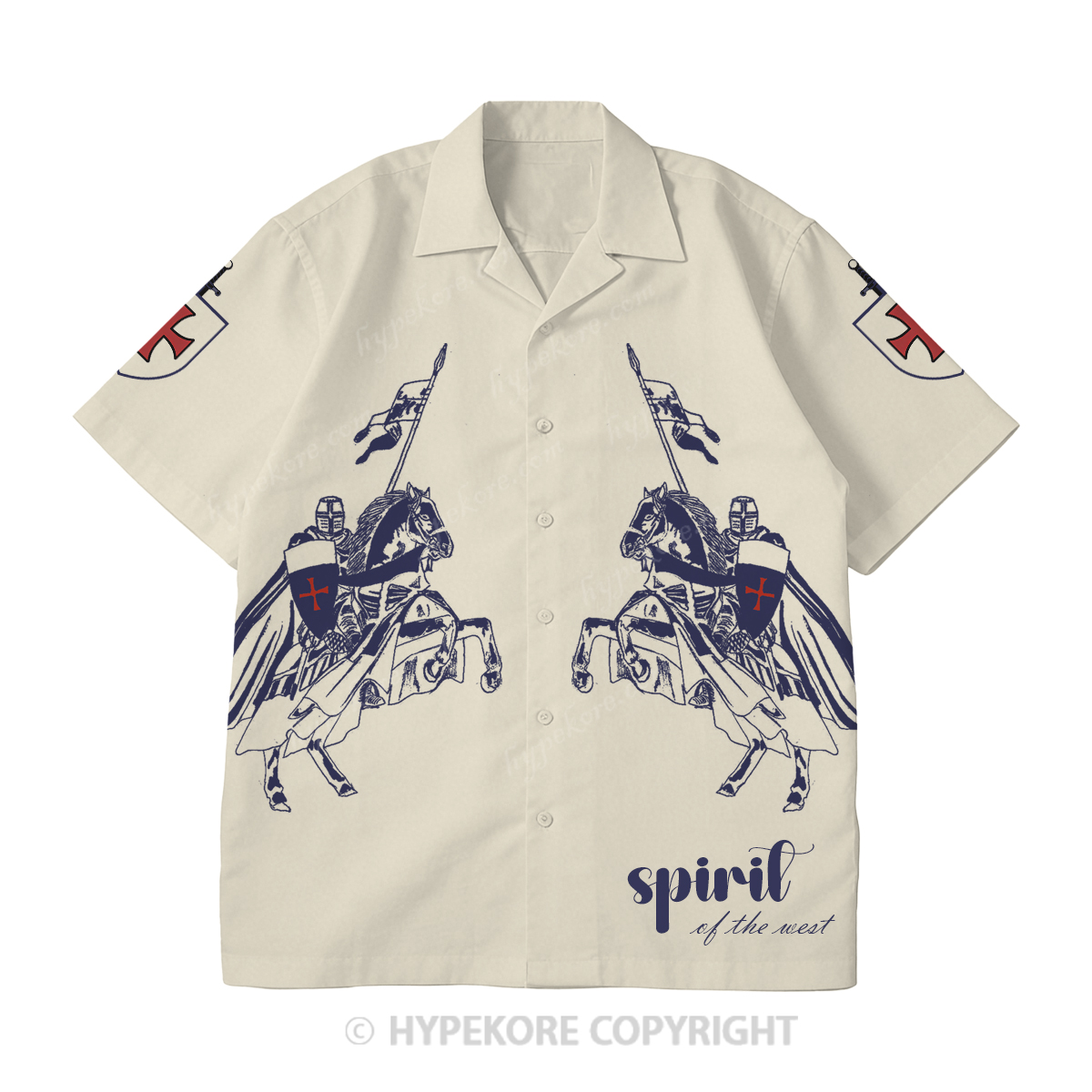 Crusader Knight Cuban collar short-sleeved shirt