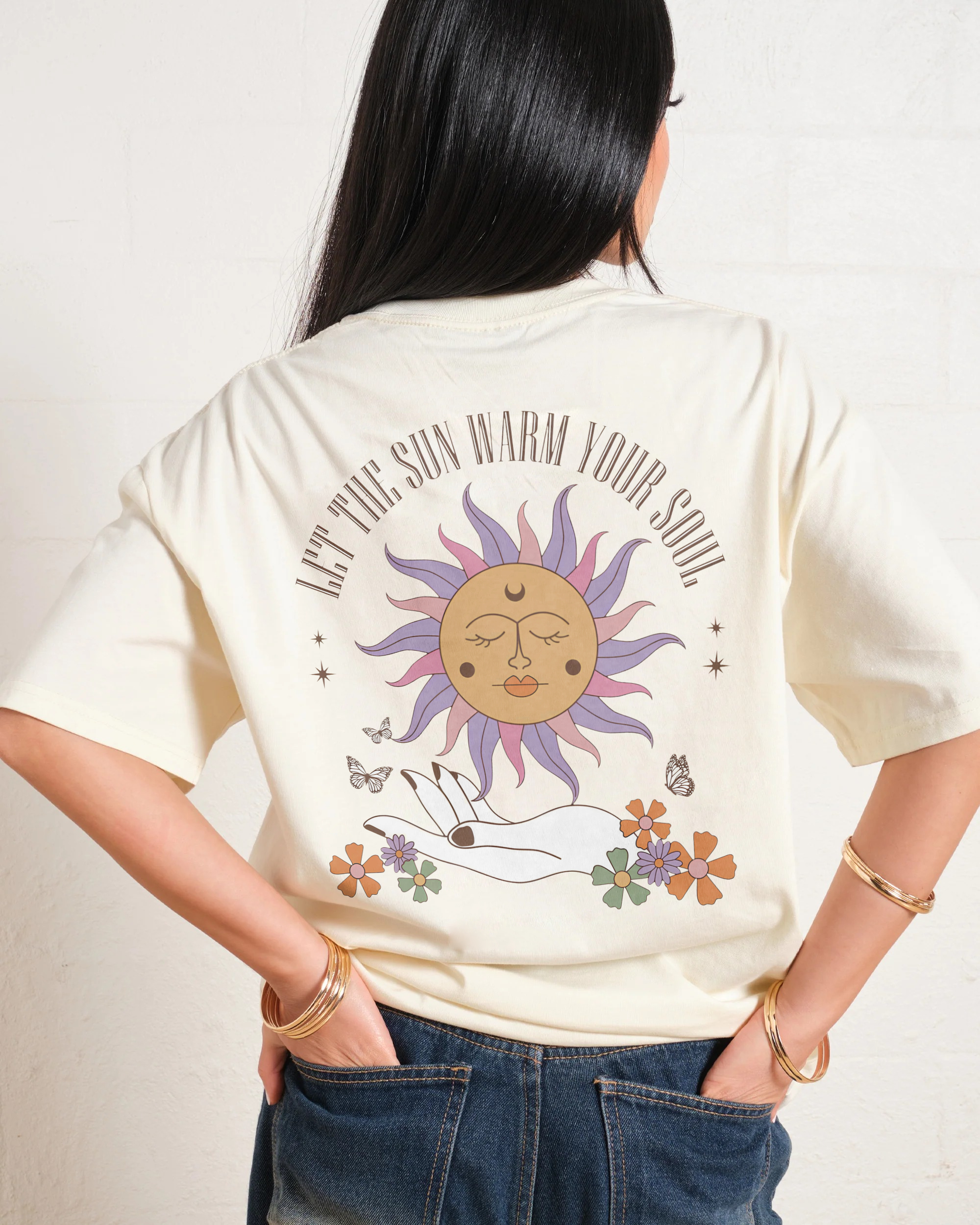 Cotton T-Shirt | Unisex Fit Hippie Sun Graphic Tee | TIDESENCE