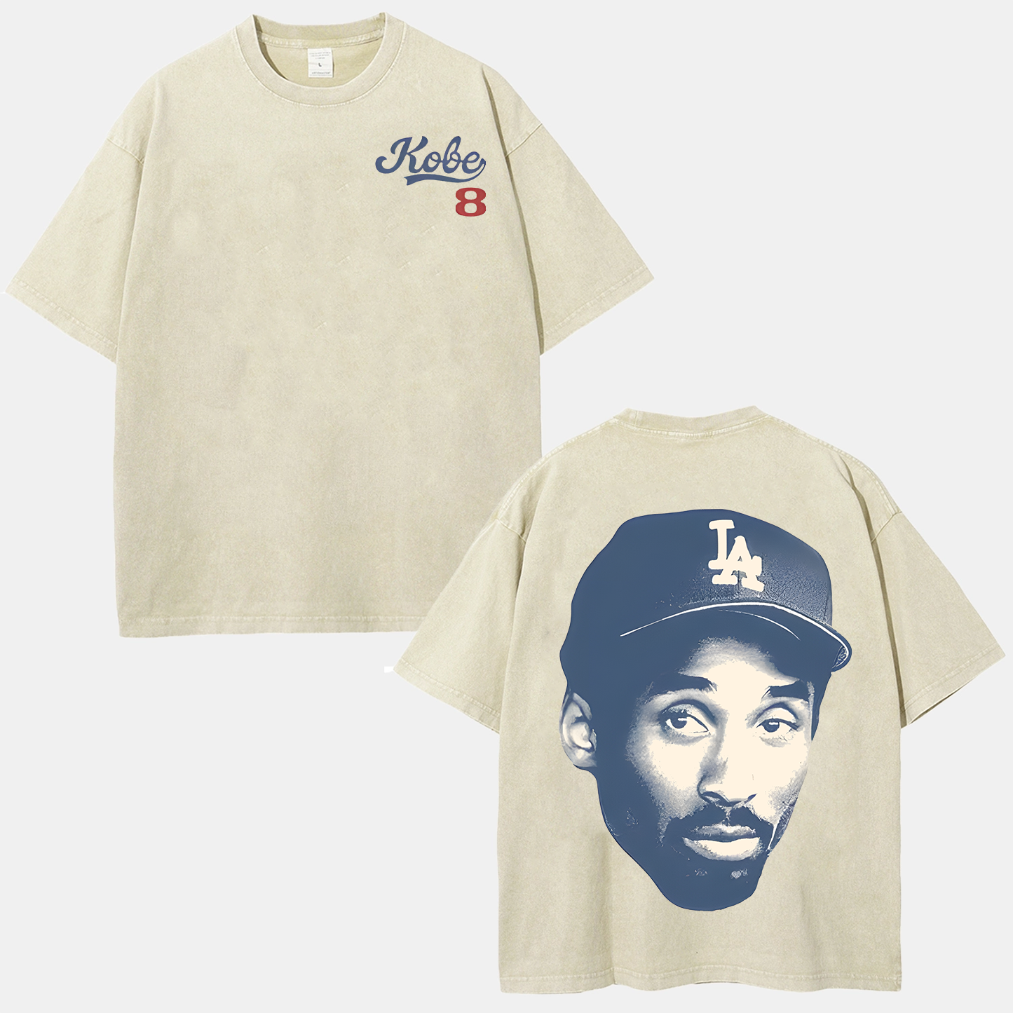 DODGERS KOBE Unisex Vintage Style Loose Fit Printed Washed Tee