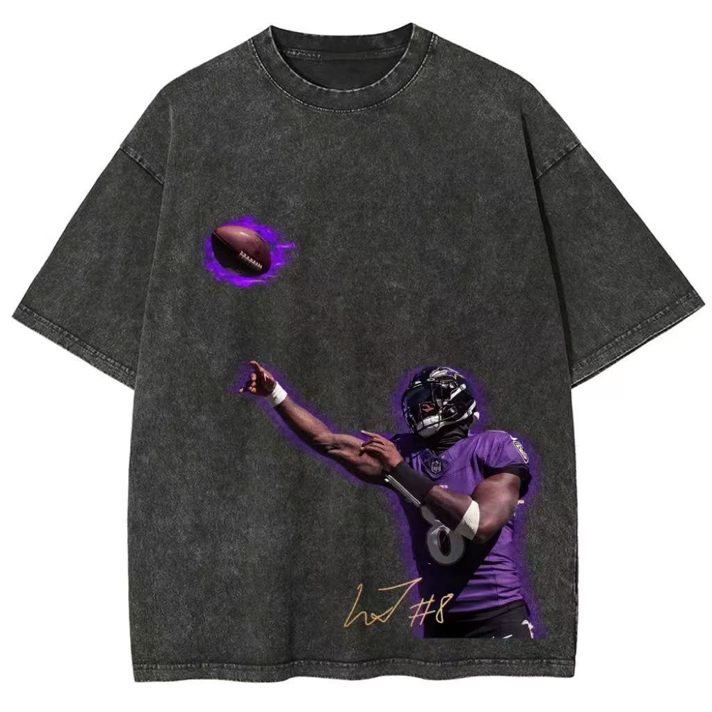 Unisex Fit Washed T-Shirt Baltimore Ravens Fashion Design