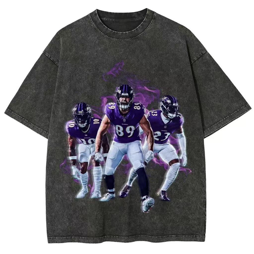 Unisex Fit Washed T-Shirt Baltimore Ravens Fashion Design