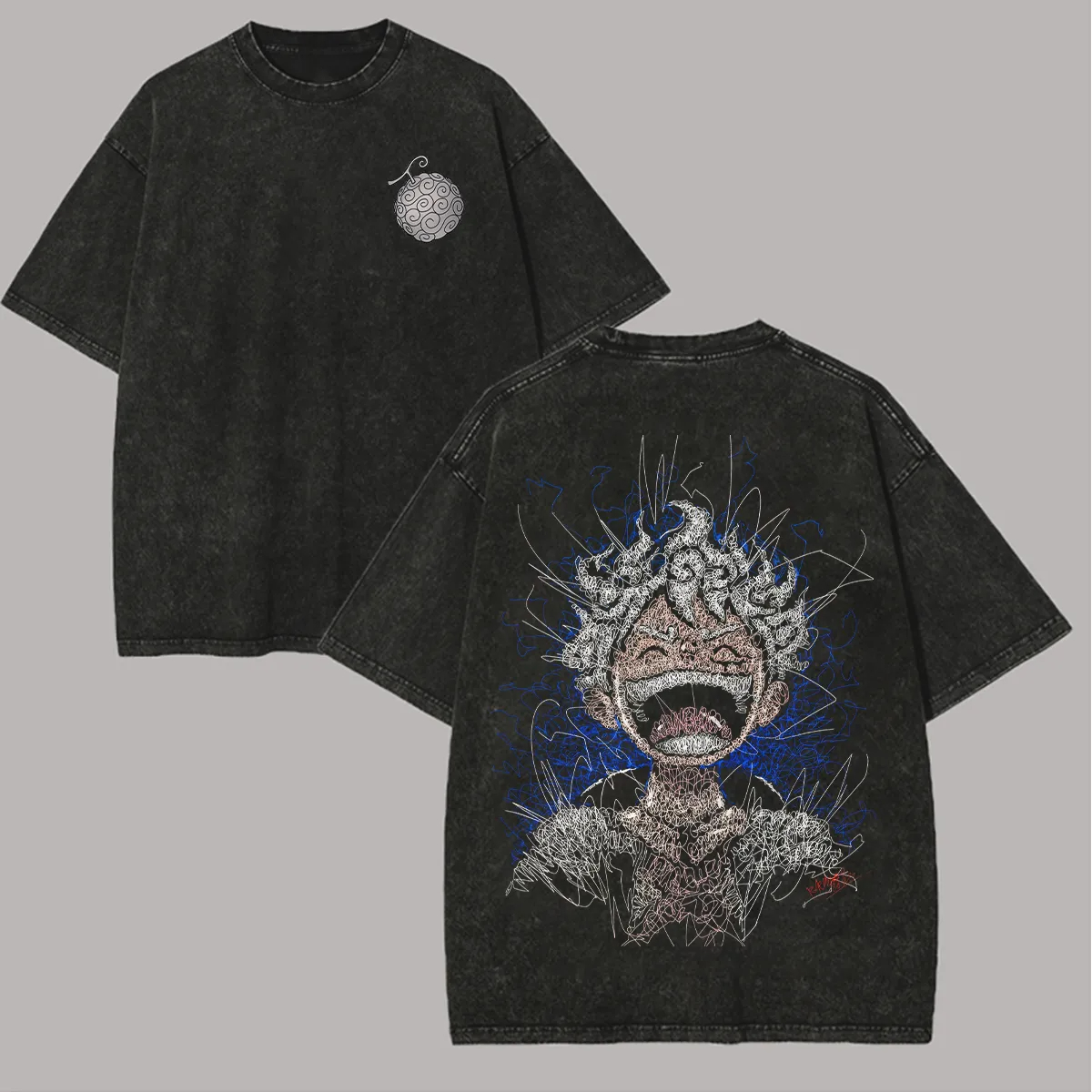 One Piece Monkey D. Luffy Printed Unisex Washed T-Shirt/Hoodie