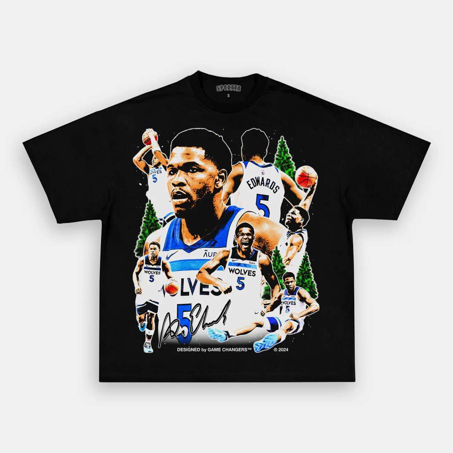 Unisex-Adult Ultra Cotton Washed T-Shirt Graphic ANTHONY EDWARDS V2 TEE