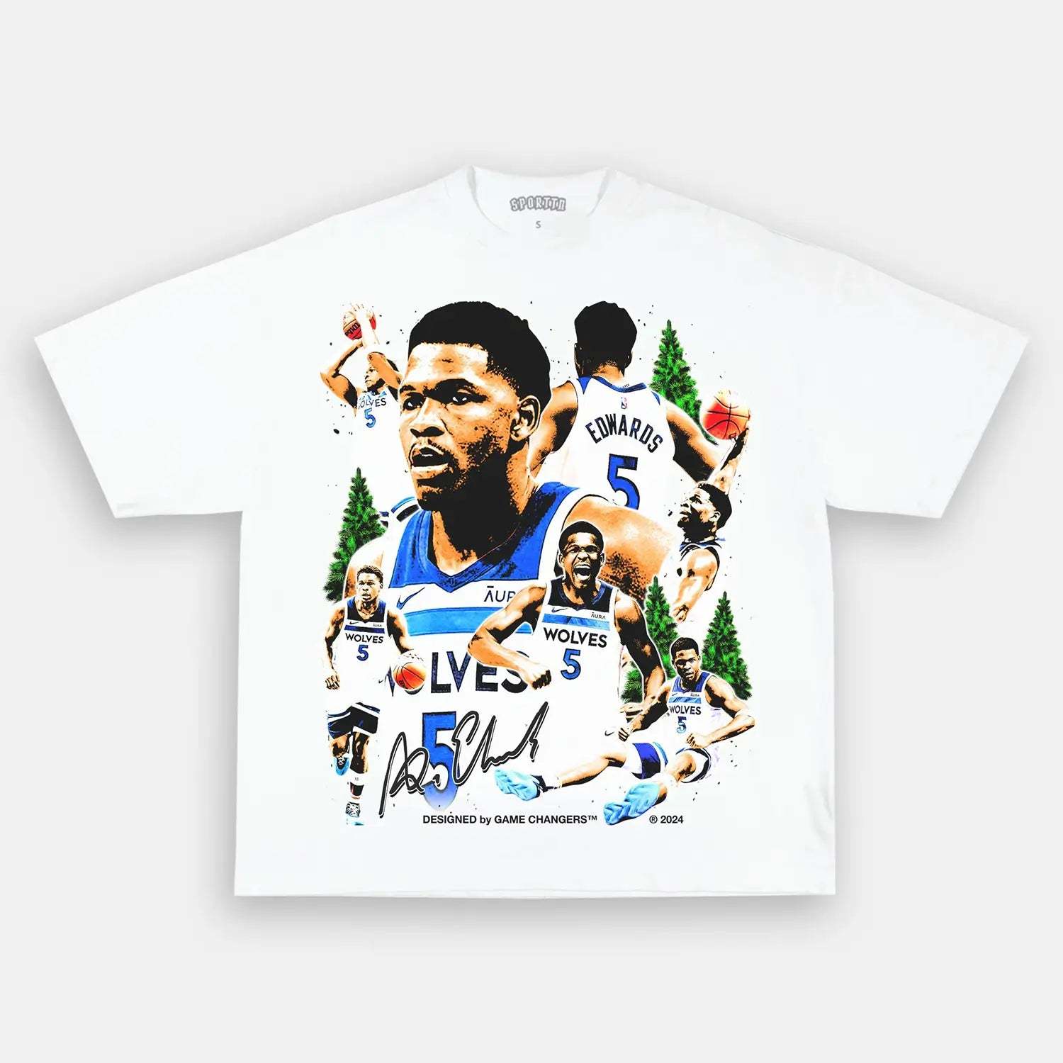 Unisex-Adult Ultra Cotton Washed T-Shirt Graphic ANTHONY EDWARDS V2 TEE