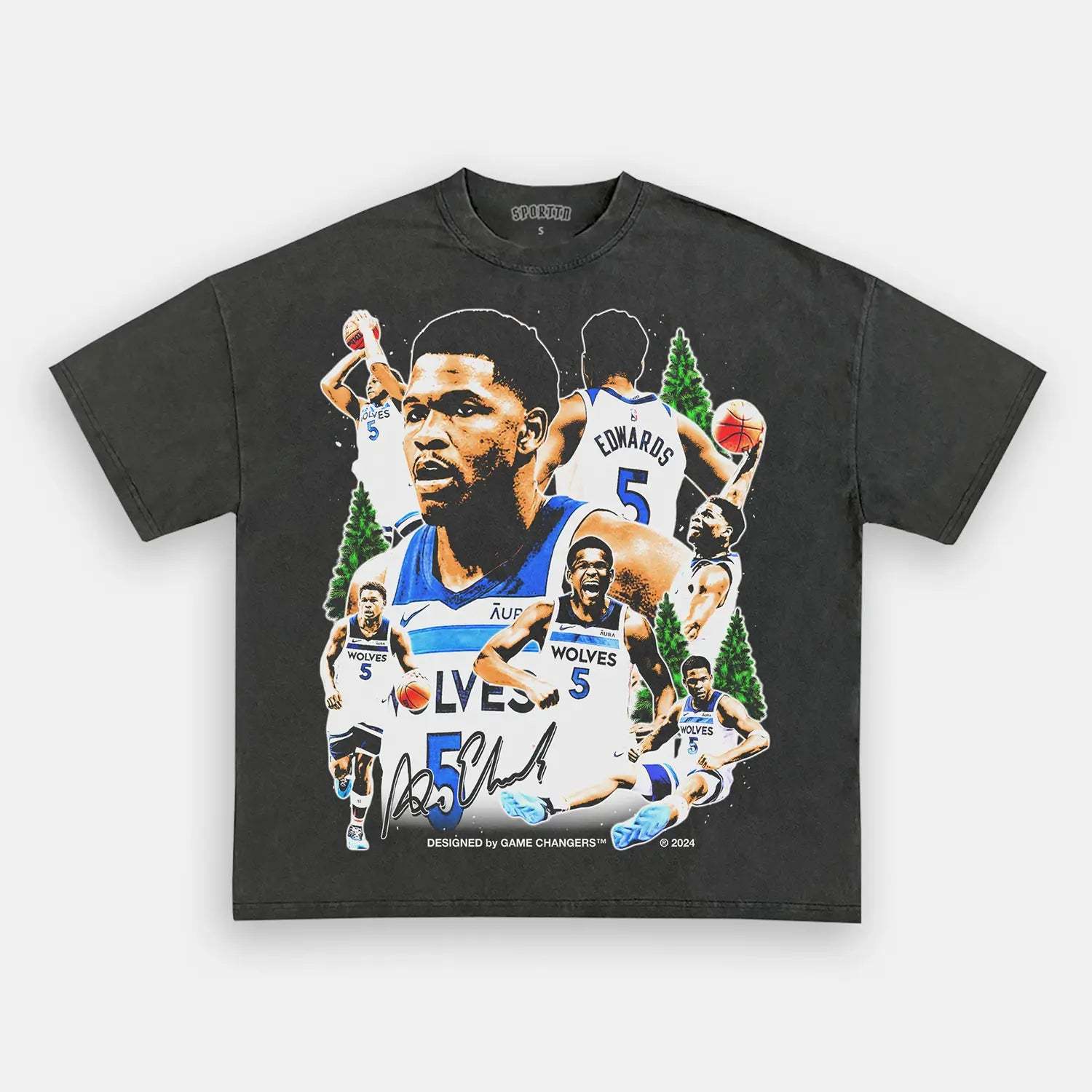 Unisex-Adult Ultra Cotton Washed T-Shirt Graphic ANTHONY EDWARDS V2 TEE