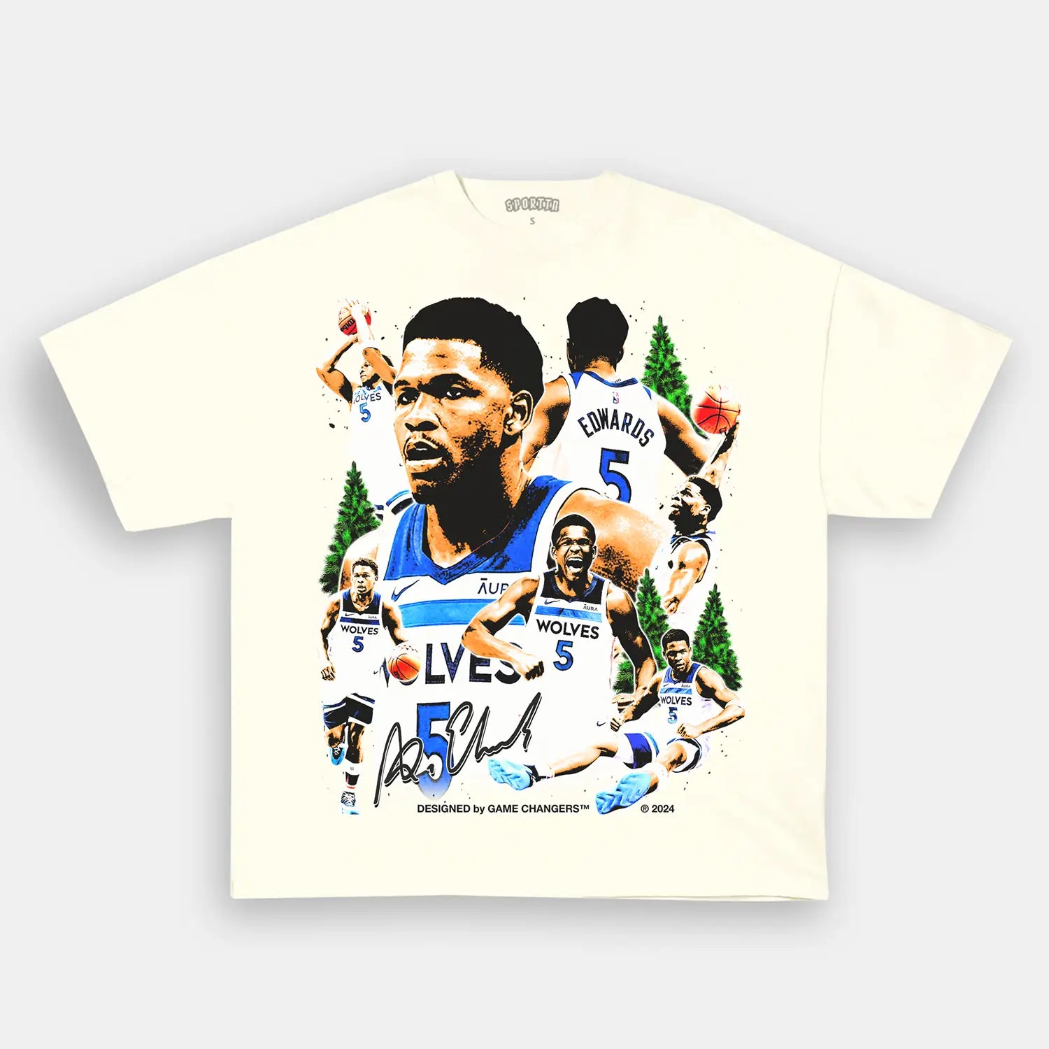 Unisex-Adult Ultra Cotton Washed T-Shirt Graphic  ANTHONY EDWARDS V2 TEE 