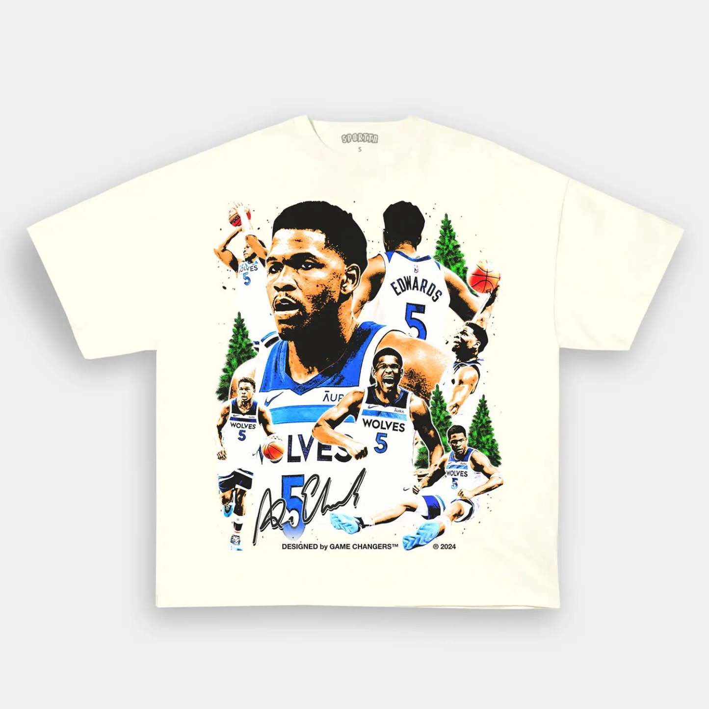 Unisex-Adult Ultra Cotton Washed T-Shirt Graphic ANTHONY EDWARDS V2 TEE