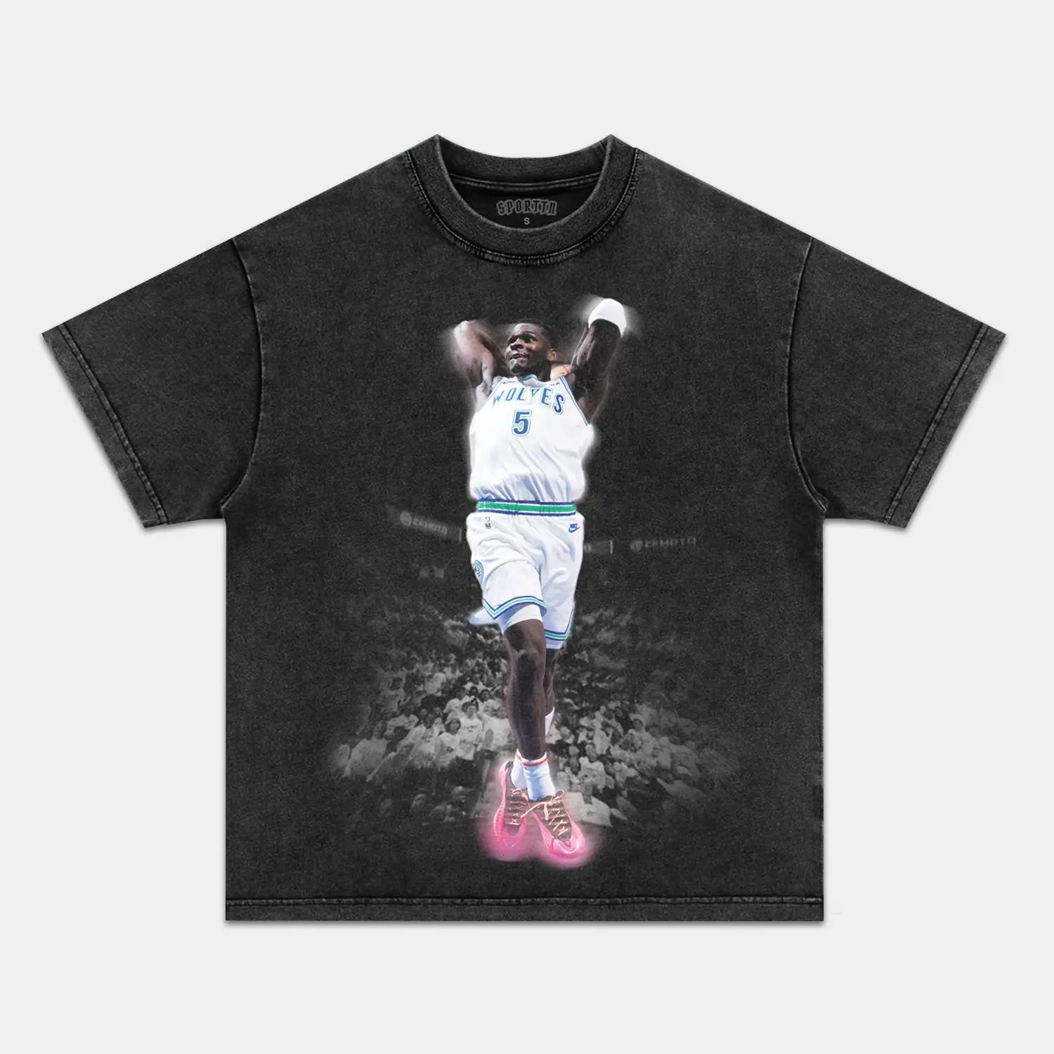 Unisex-Adult Ultra Cotton Washed T-Shirt Graphic ANTHONY EDWARDS VINTAGE TEE 