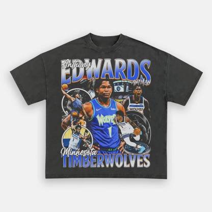 Unisex-Adult Ultra Cotton Washed T-Shirt Graphic ANTHONY EDWARDS TEE 