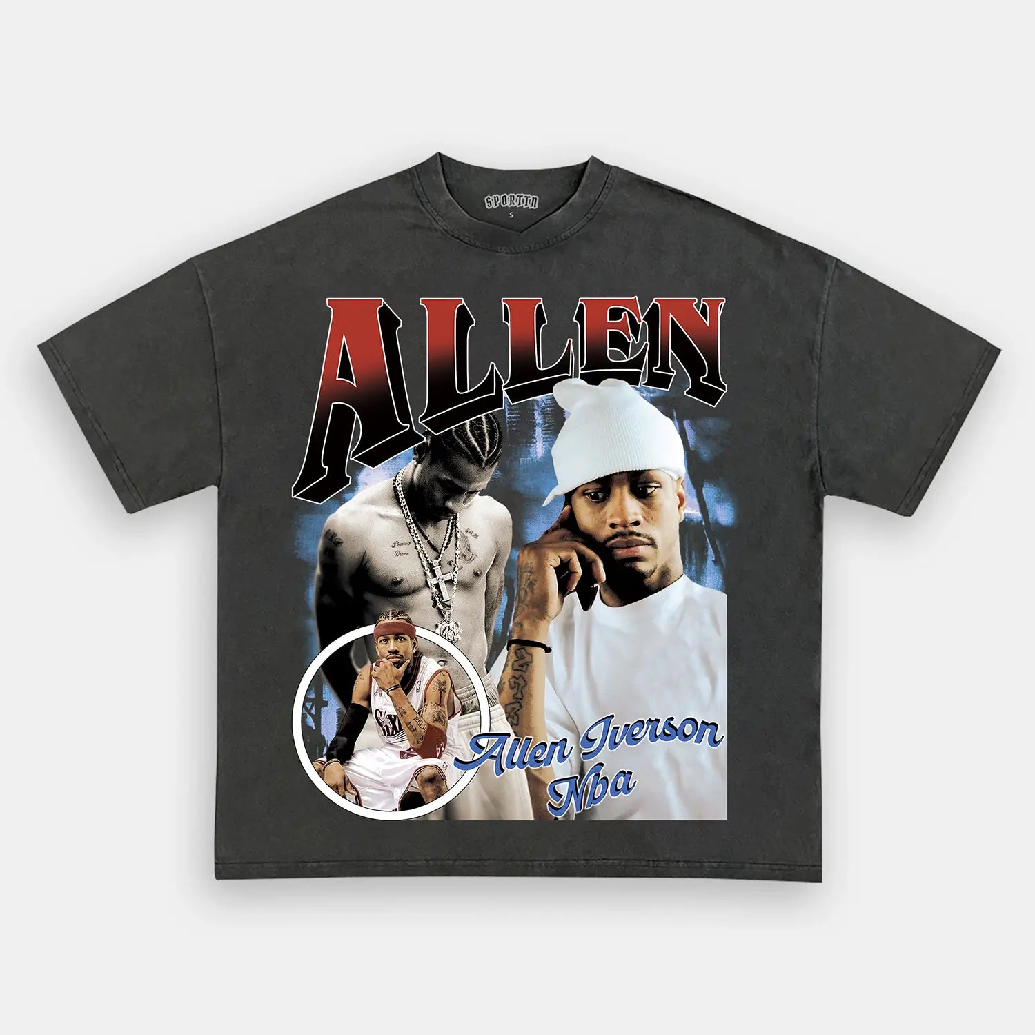 Unisex-Adult Ultra Cotton Washed T-Shirt Graphic Allen Iverson Tee 