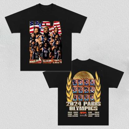 Unisex-Adult Ultra Cotton Washed T-Shirt Graphic  Avengers 2024 Team USA  V2 TEE 