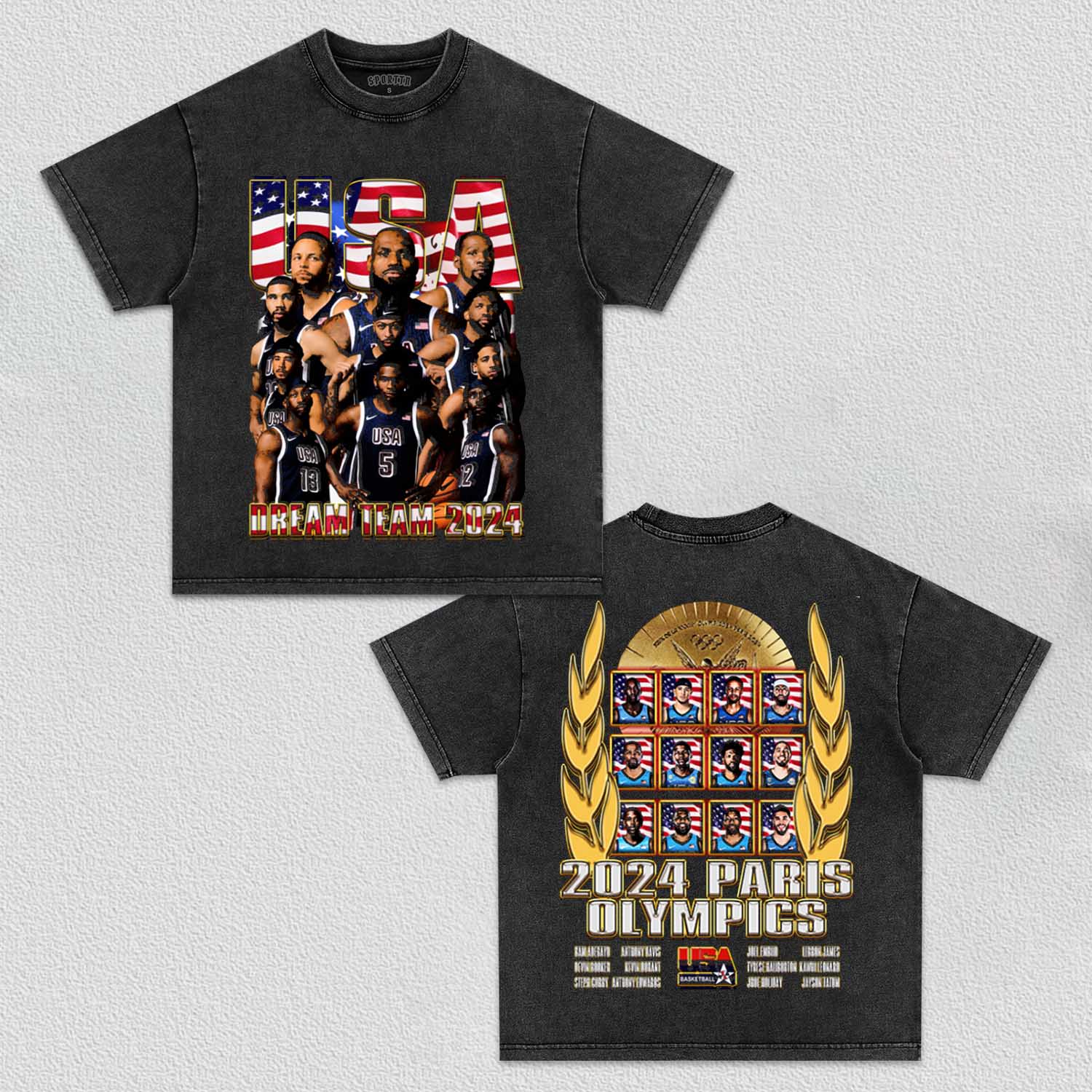 Unisex-Adult Ultra Cotton Washed T-Shirt Graphic  Avengers 2024 Team USA  V2 TEE 