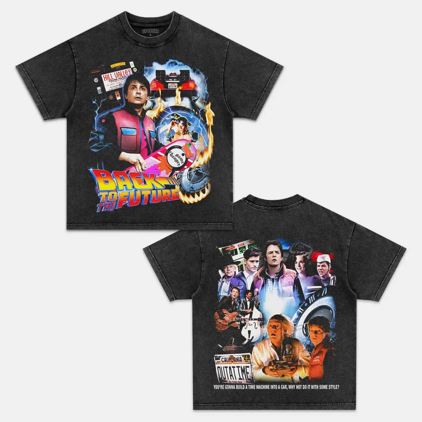 Unisex-Adult Ultra Cotton Washed T-Shirt Graphic BACK TO THE FUTURE V2