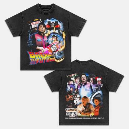 Unisex-Adult Ultra Cotton Washed T-Shirt Graphic BACK TO THE FUTURE V2 TEE 