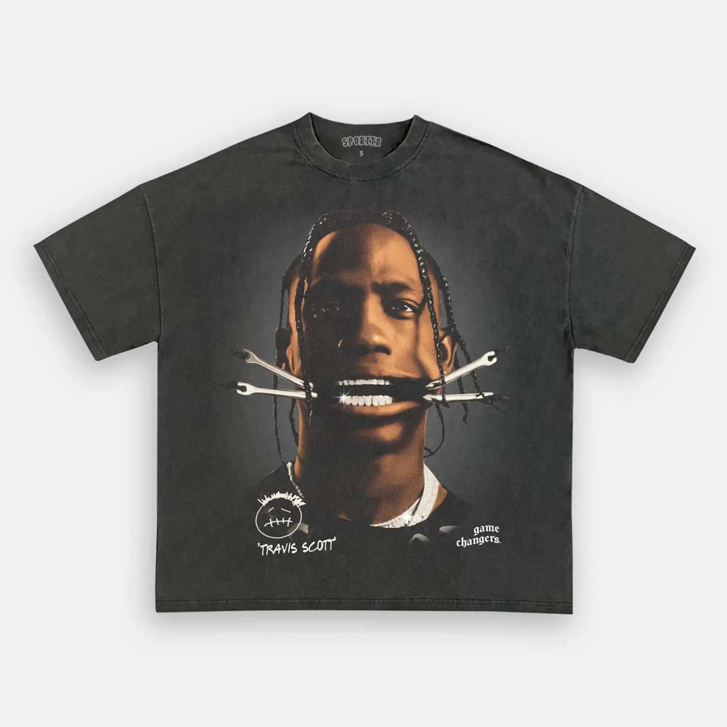 Unisex-Adult Ultra Cotton Washed T-Shirt Graphic  BIG_FACE_TRAVIS_TEE 