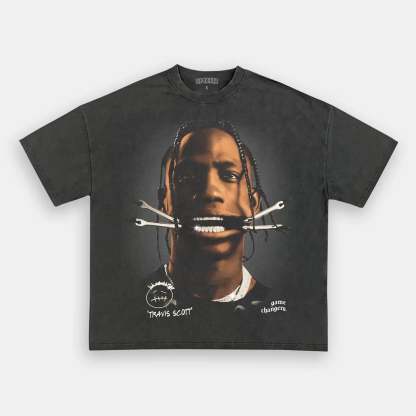 Unisex-Adult Ultra Cotton Washed T-Shirt Graphic  BIG_FACE_TRAVIS_TEE 