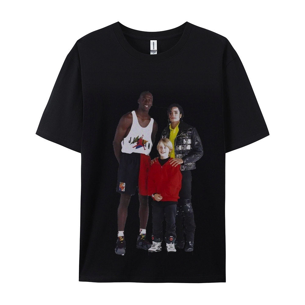 Unisex-Adult Ultra Cotton Washed T-Shirt Graphic MICHAEL JORDAN-MICHAEL JACKSON-MACAULAY CULKIN TEE