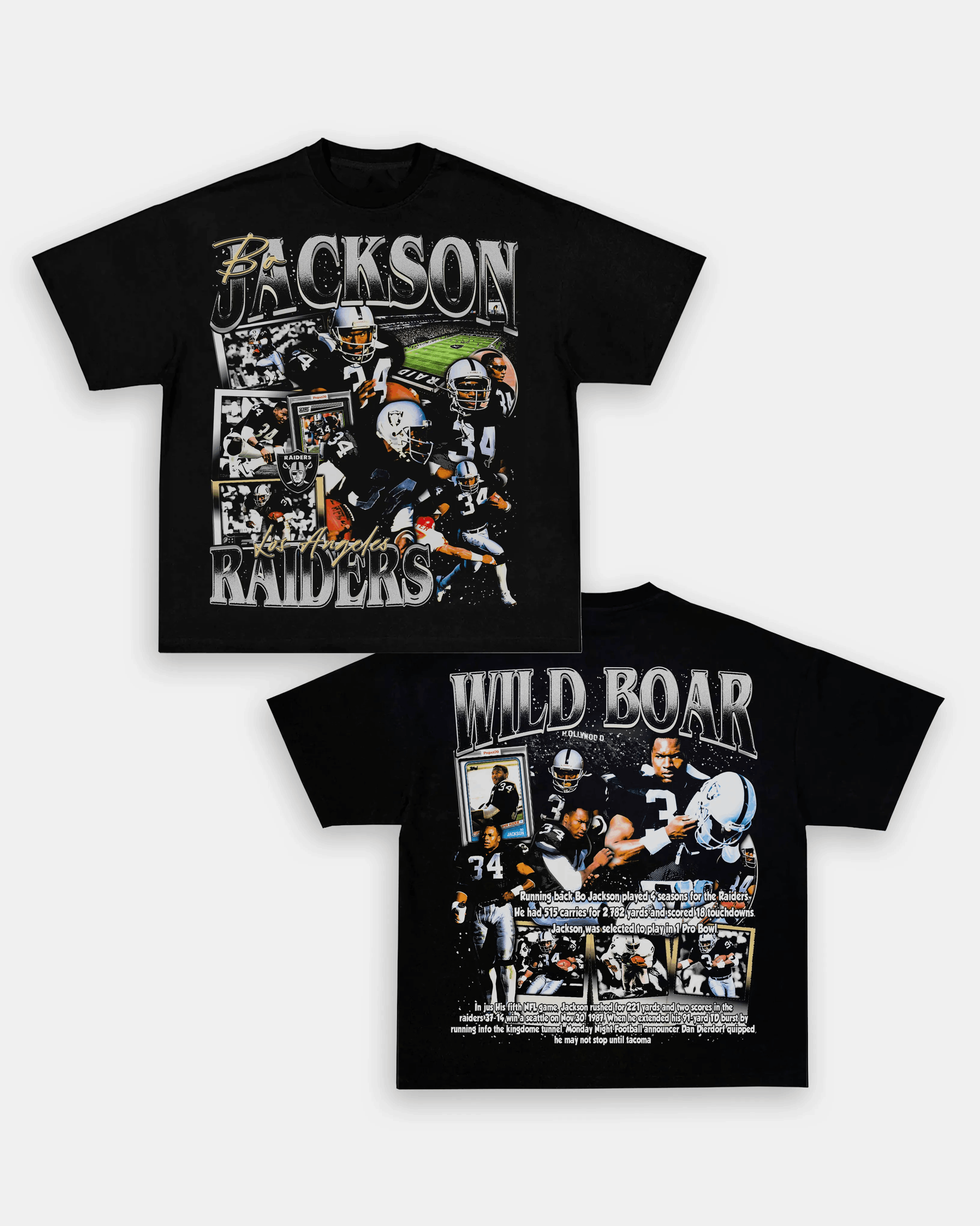 Unisex-Adult Ultra Cotton Washed T-Shirt Graphic BO JACKSON TEE - [DS]