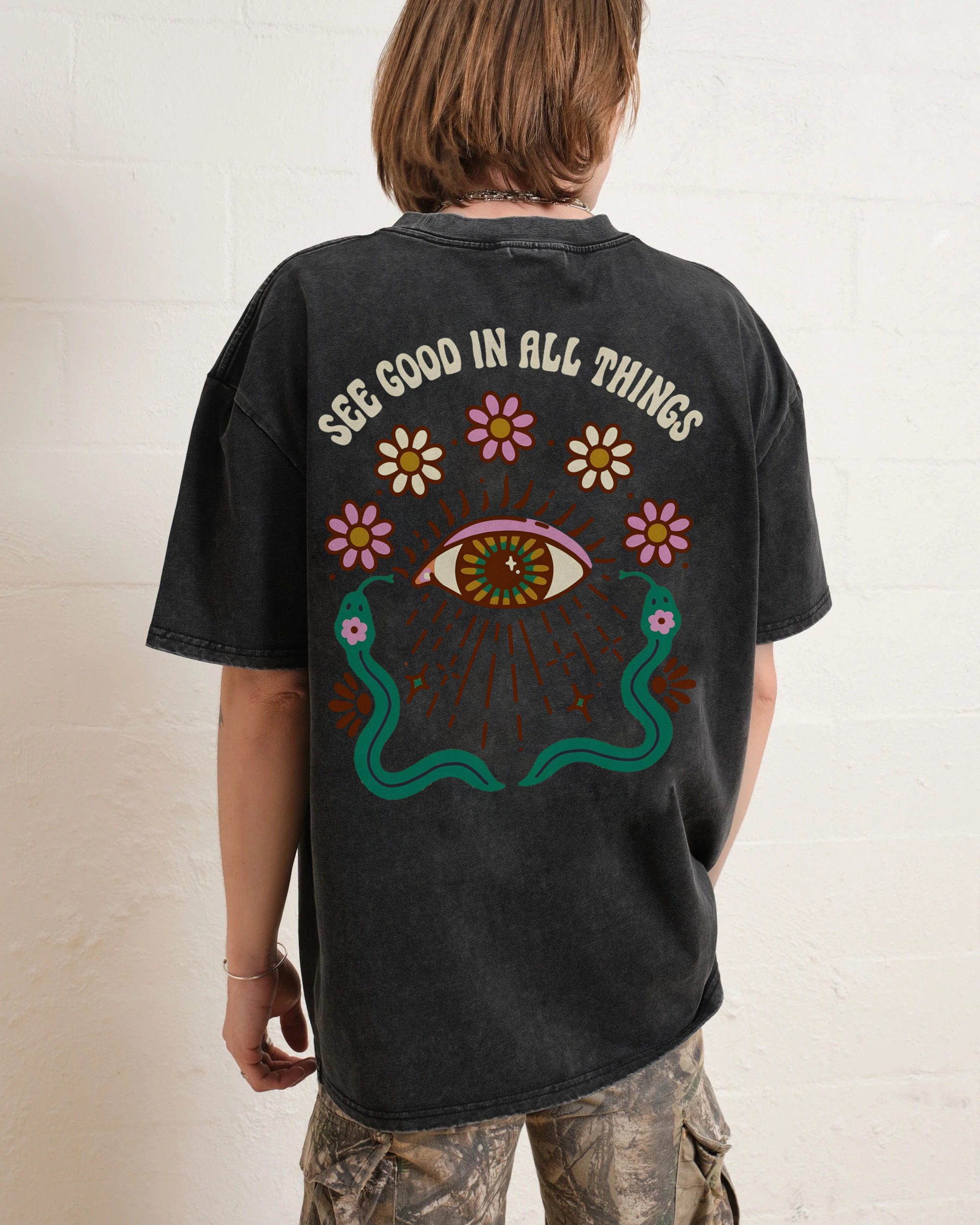 Washed T-Shirt | Hippie Sun See Good In All Things | TIDESENCE