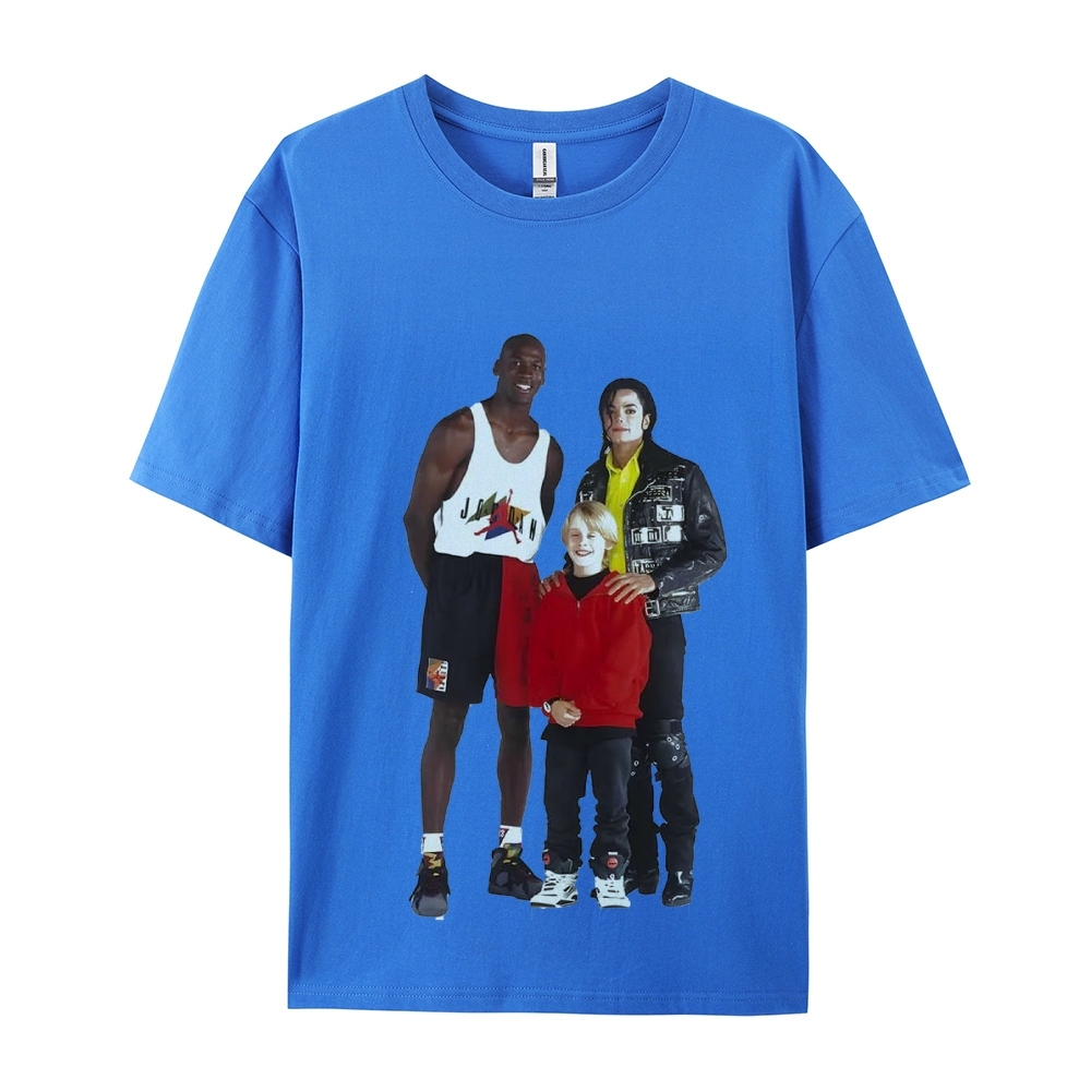 Unisex-Adult Ultra Cotton Washed T-Shirt Graphic MICHAEL JORDAN-MICHAEL JACKSON-MACAULAY CULKIN TEE