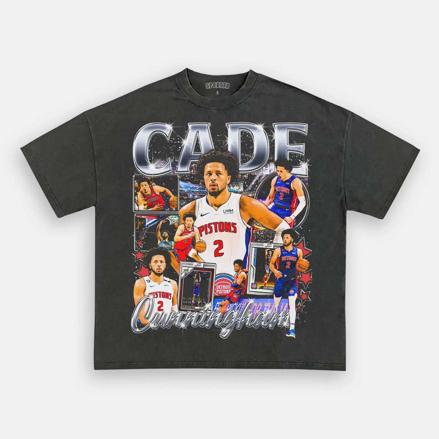 Unisex-Adult Ultra Cotton Washed T-Shirt Graphic CADE CUNNINGHAM TEE
