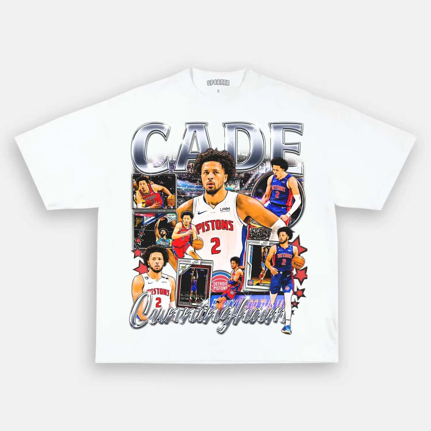 Unisex-Adult Ultra Cotton Washed T-Shirt Graphic CADE CUNNINGHAM TEE