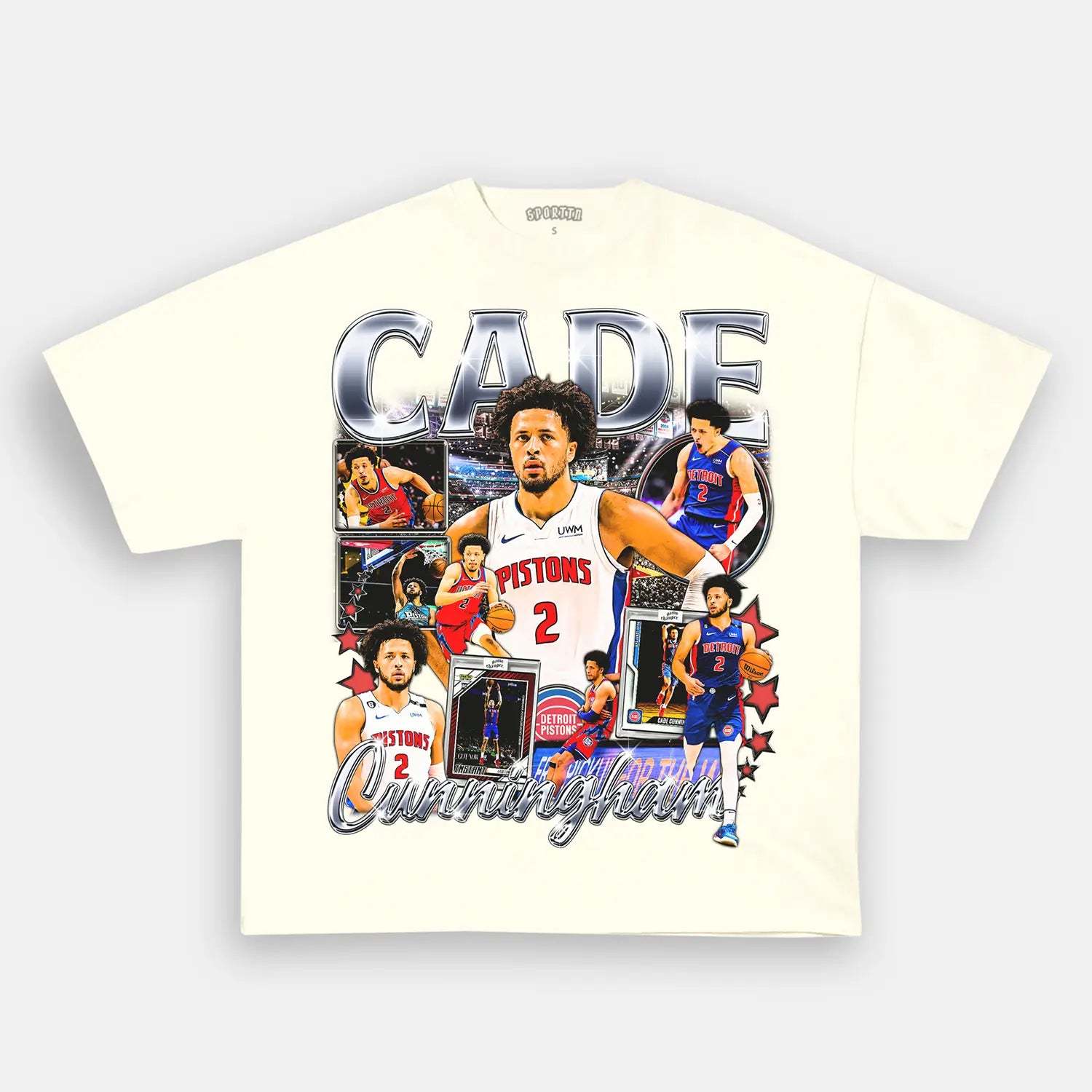 Unisex-Adult Ultra Cotton Washed T-Shirt Graphic CADE CUNNINGHAM TEE